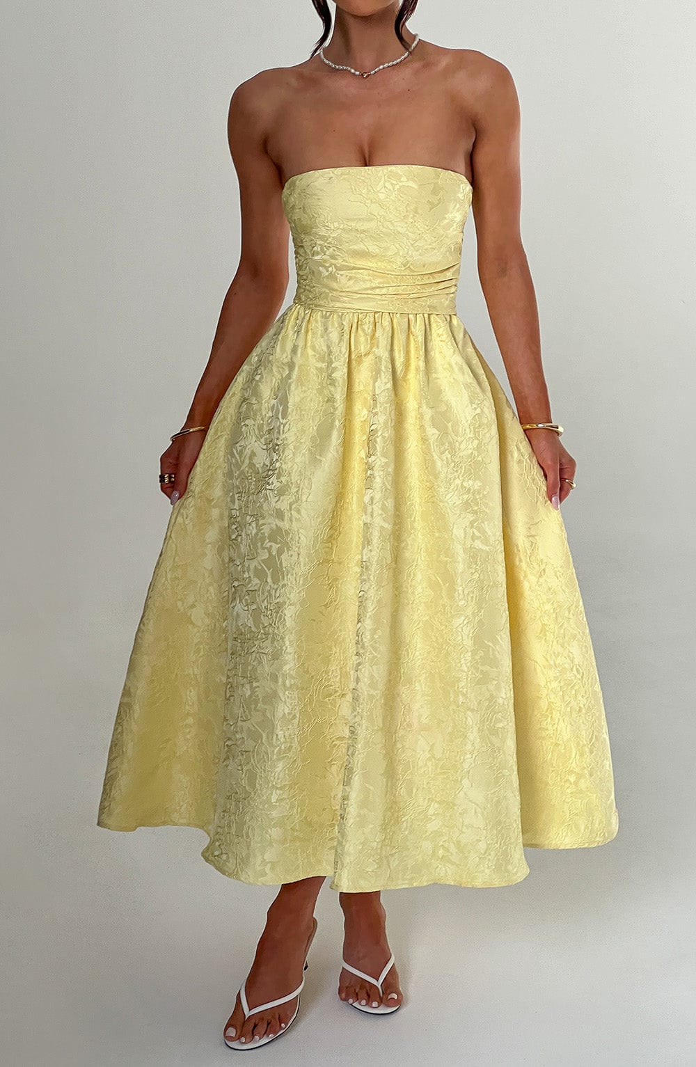 Sorcha Midi Dress in Lemon