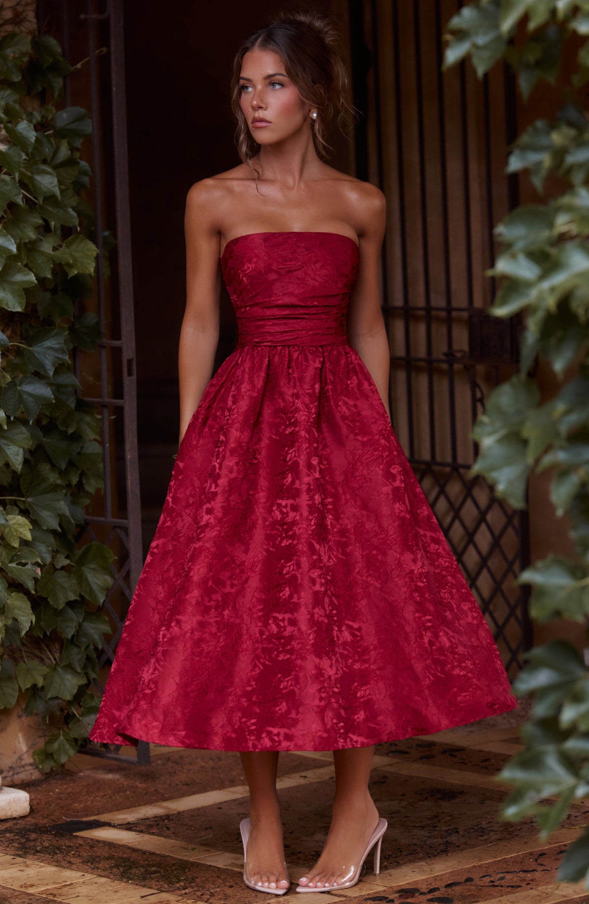 Sorcha Midi Dress in Red