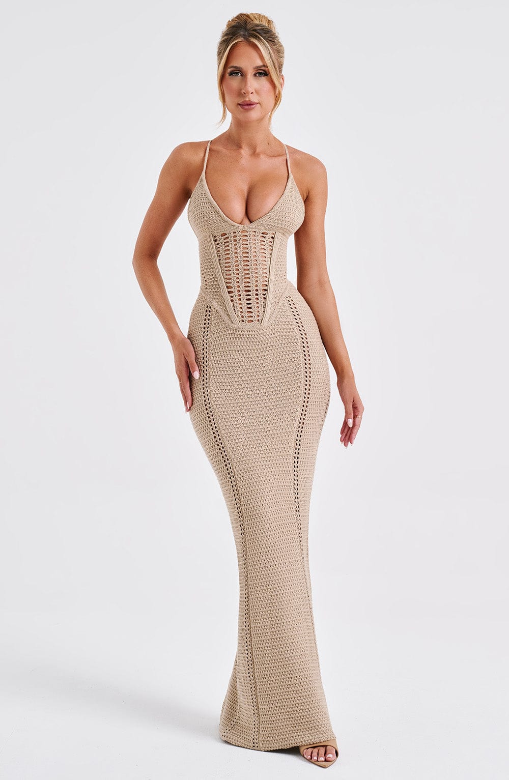Xanthia Maxi Dress in Beige
