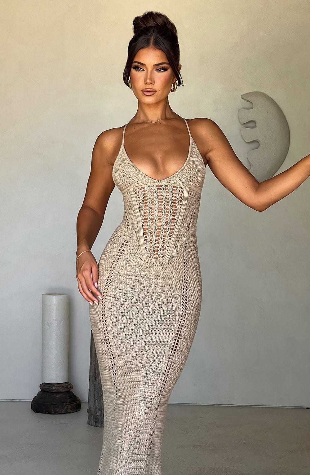 Xanthia Maxi Dress in Beige