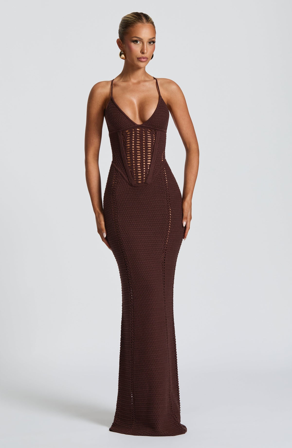 Xanthia Maxi Dress in Plum Brown