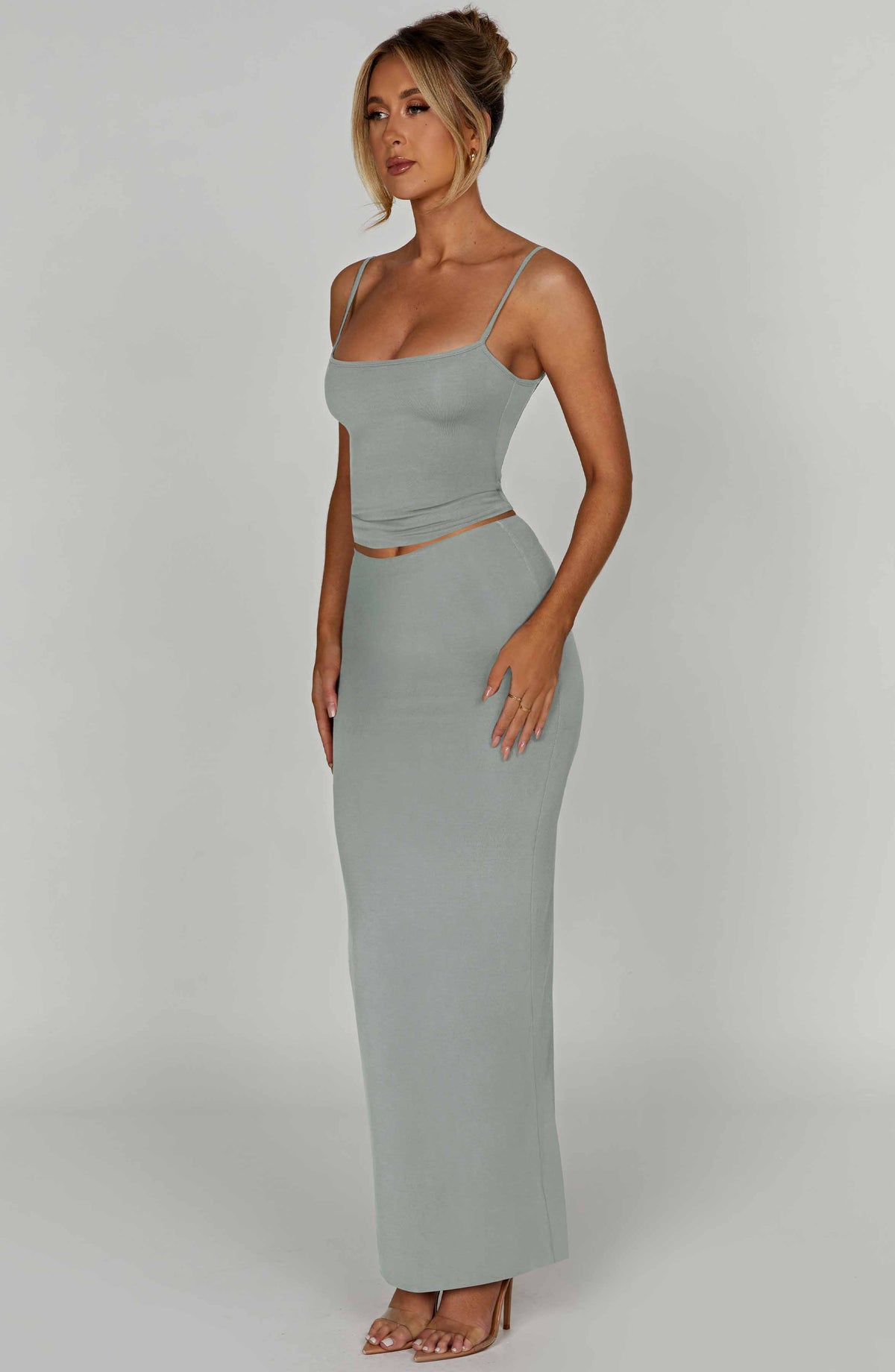 Yazlin Maxi Skirt in Steel