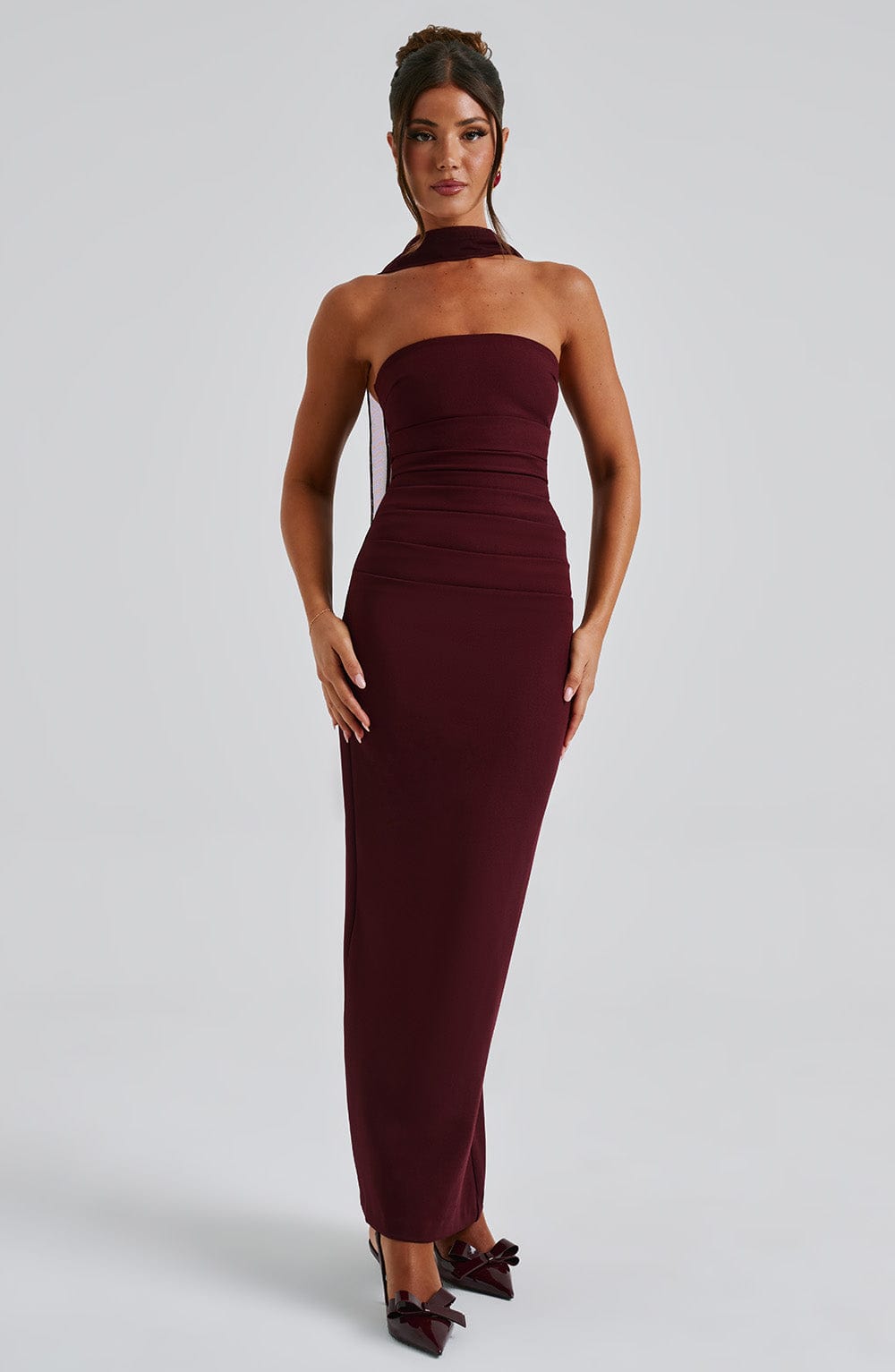 Yuliana Maxi Dress in Cherry Lacquer