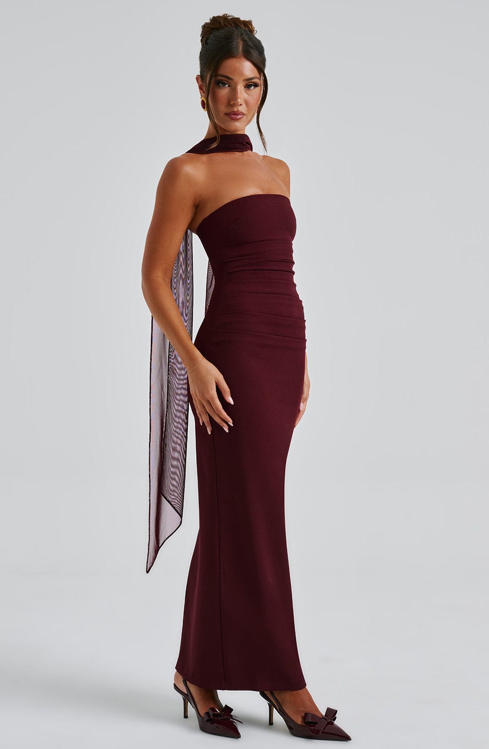 Yuliana Maxi Dress in Cherry Lacquer