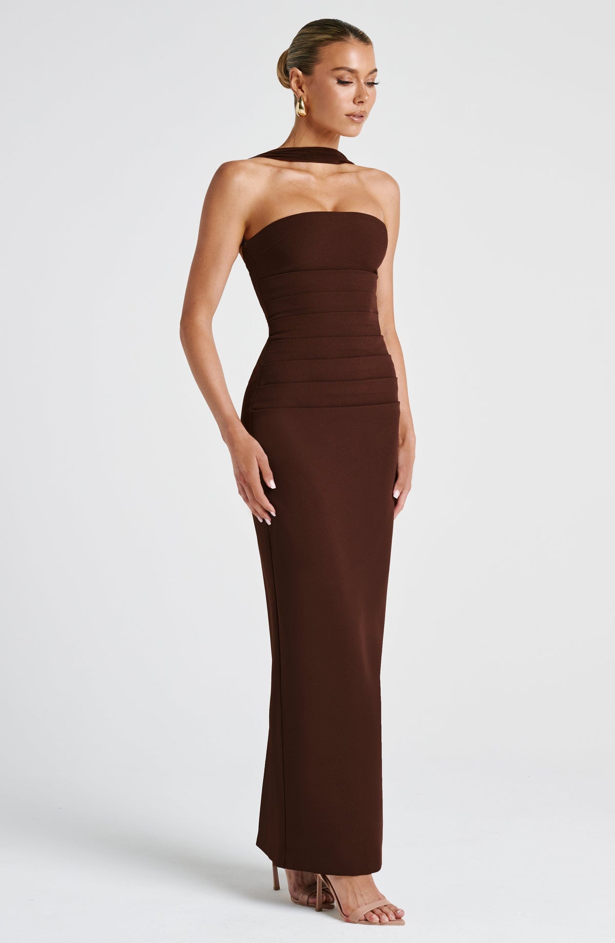 Yuliana Maxi Dress in Plum Brown