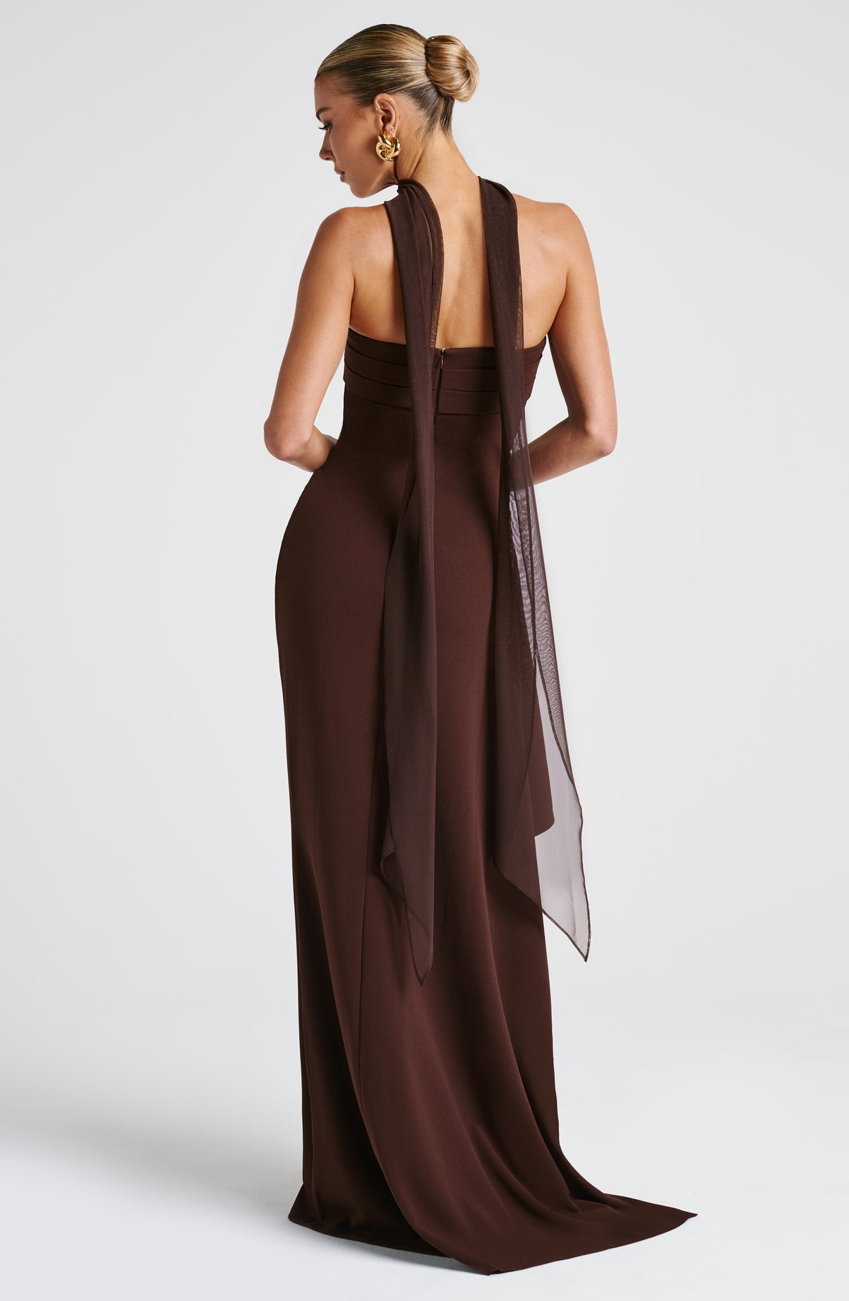 Zafina Maxi Dress in Plum Brown