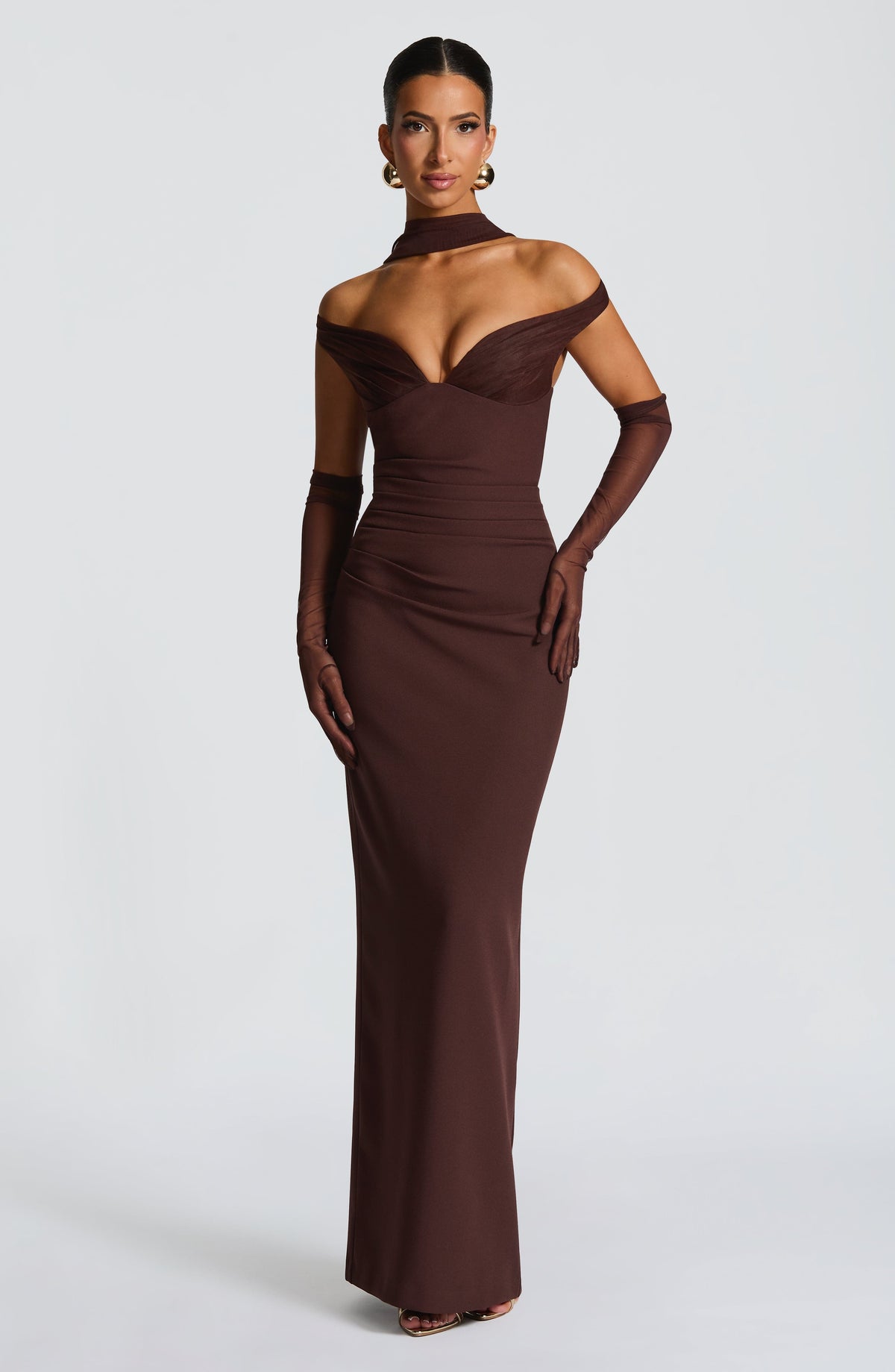 Abigael Maxi Dress in Plum Brown