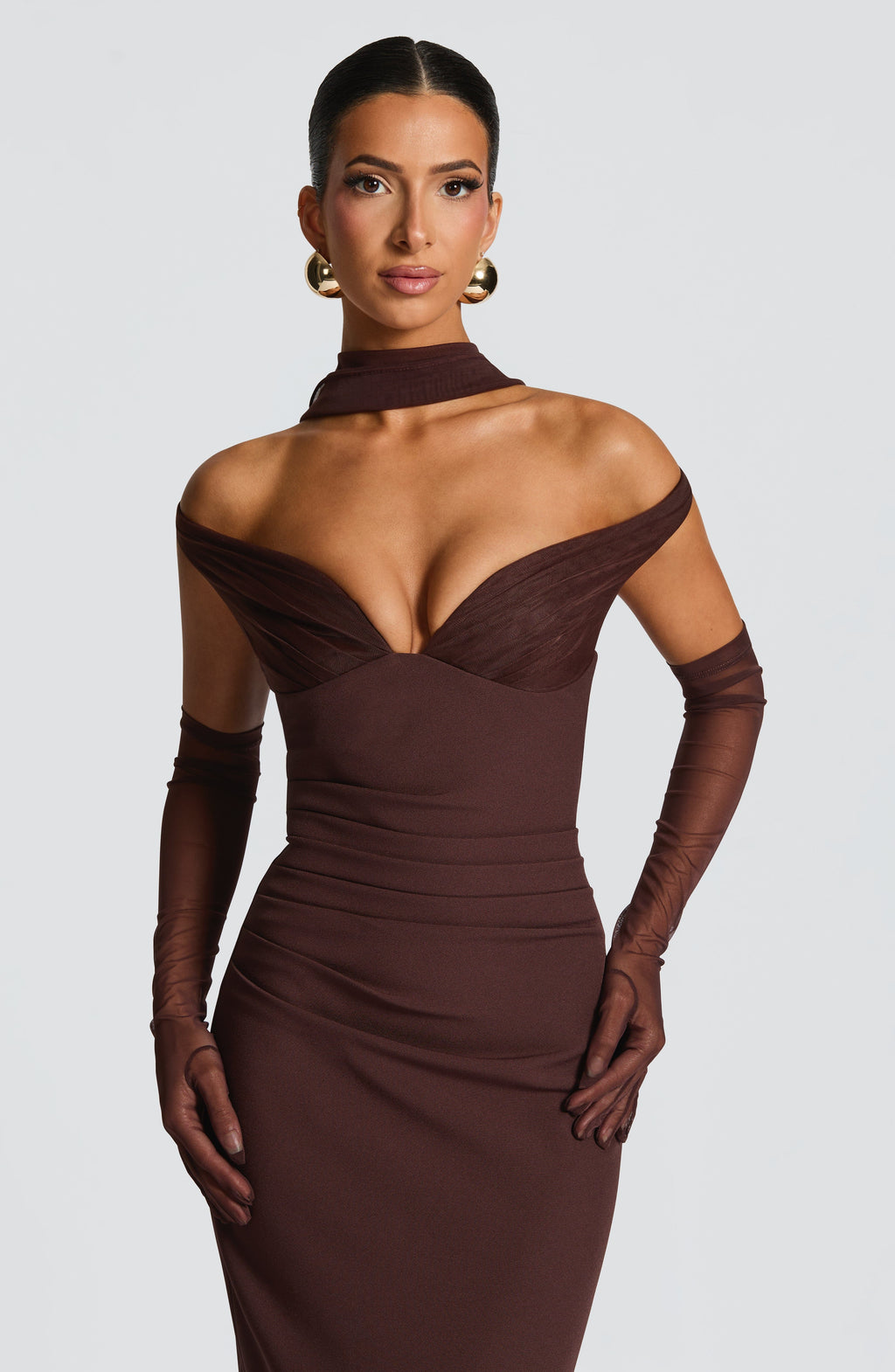 Abigael Maxi Dress in Plum Brown