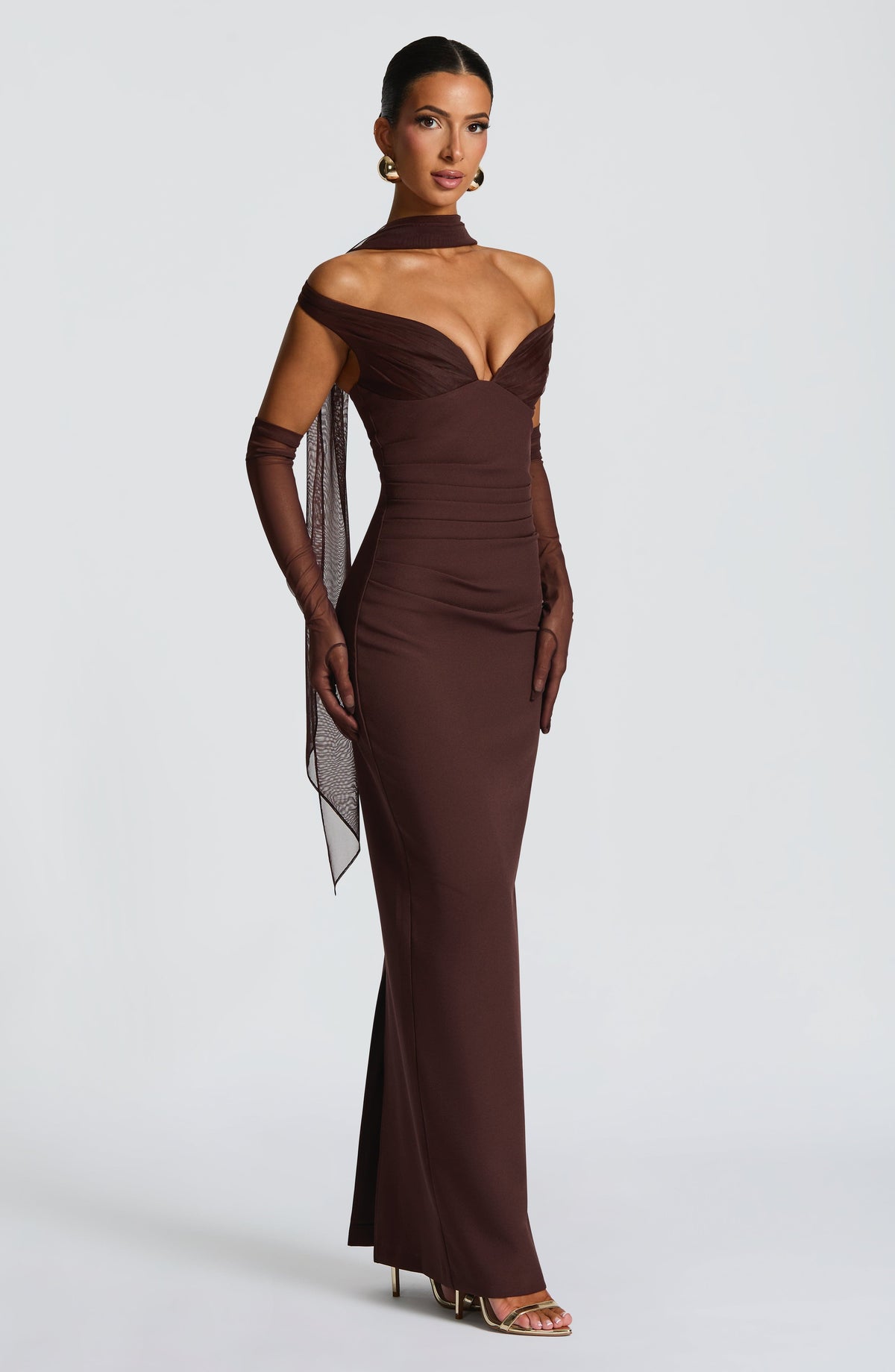 Abigael Maxi Dress in Plum Brown