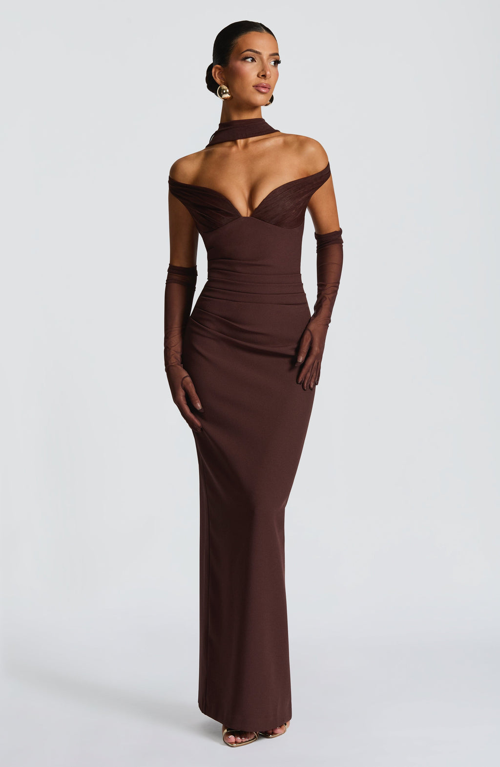 Abigael Maxi Dress in Plum Brown
