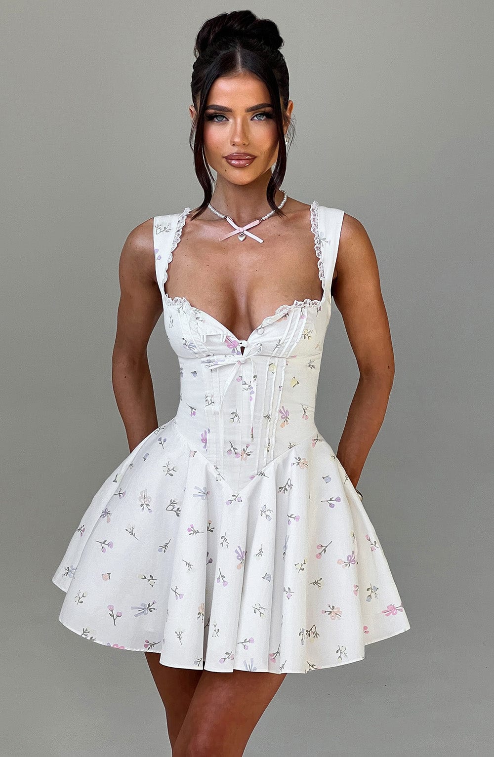 Adalene Mini Dress in Multi Floral Print