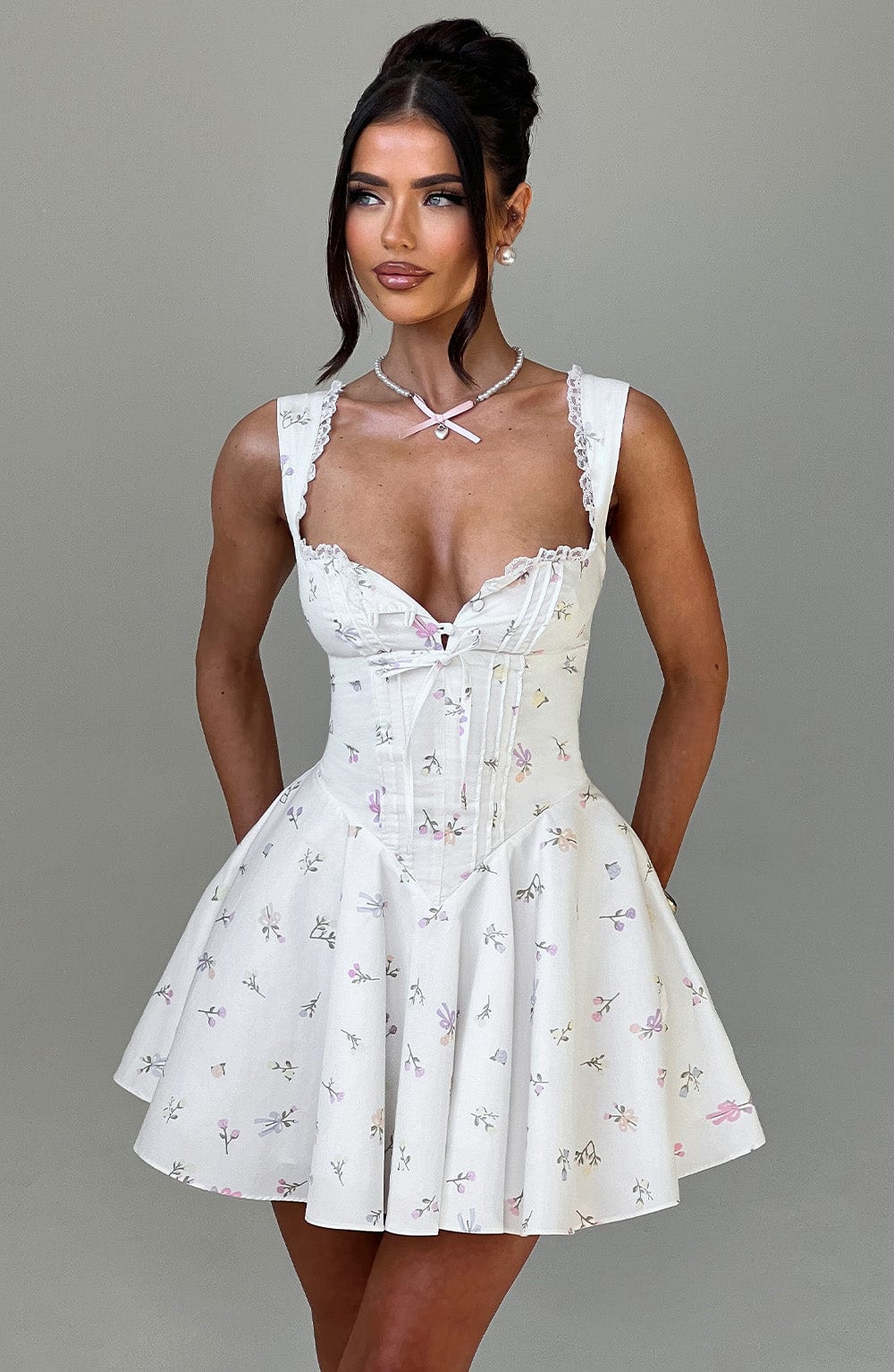 Adalene Mini Dress in Multi Floral Print