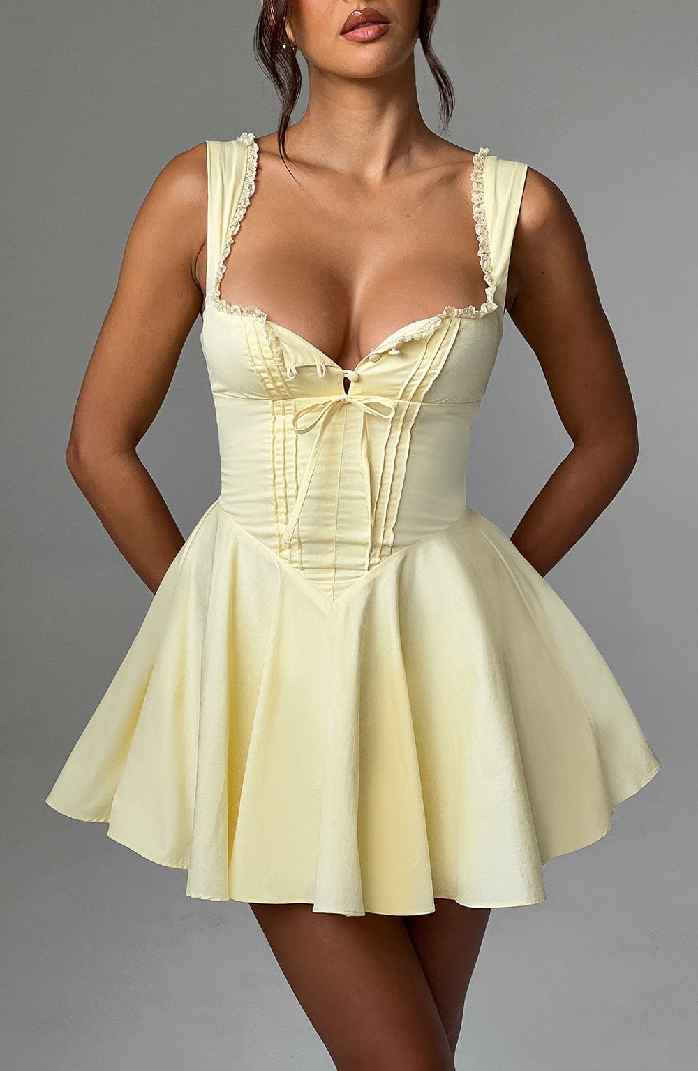Adalene Mini Dress in Lemon
