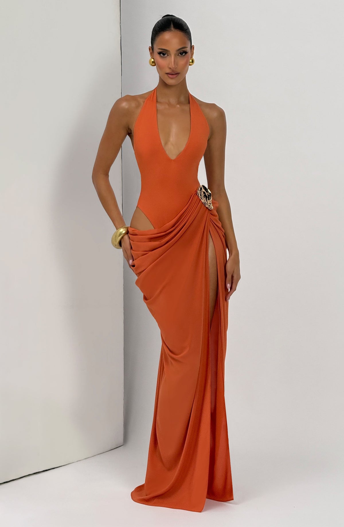 Adelyn Maxi Dress in Burnt Orange