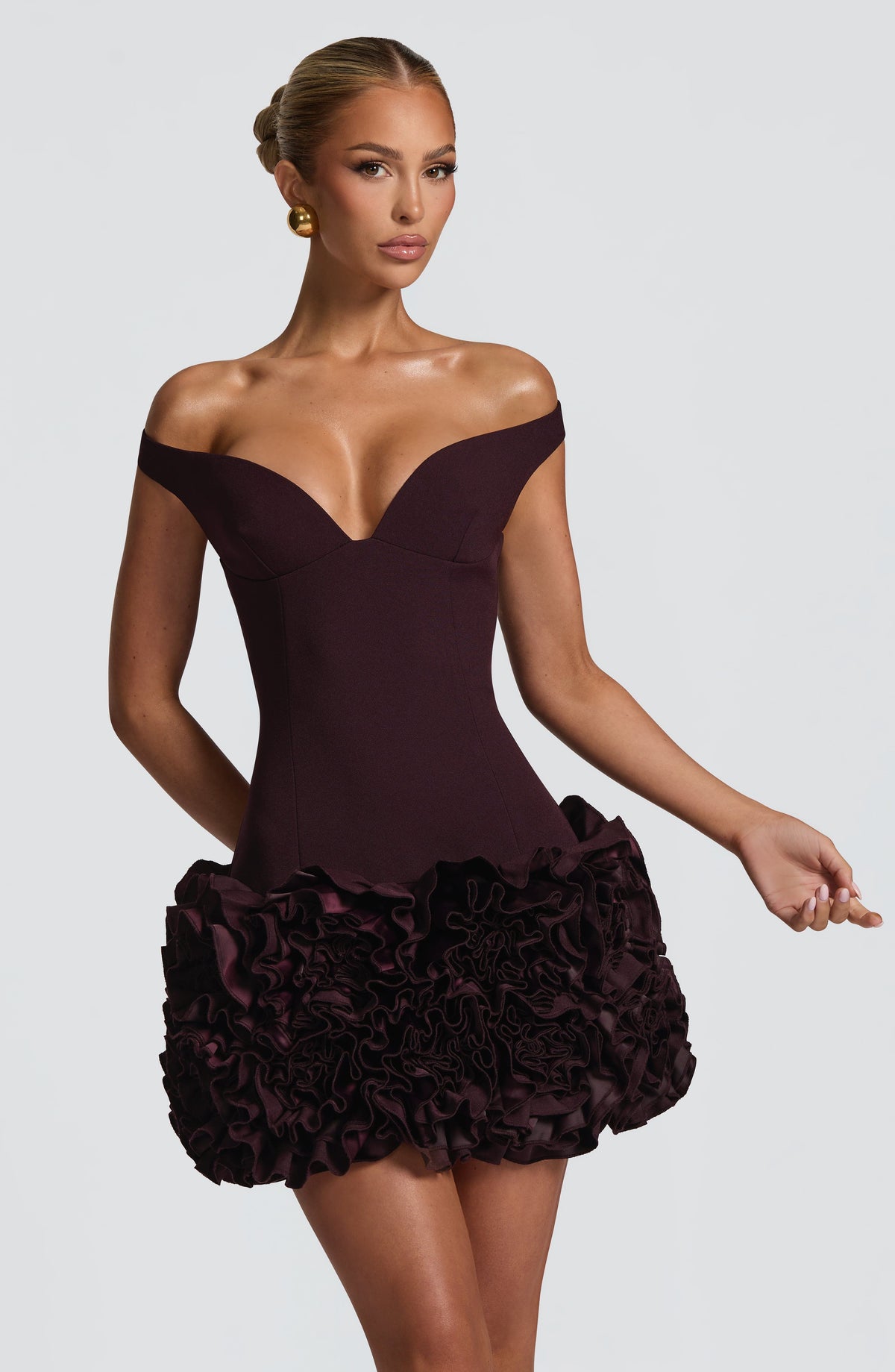 Adette Mini Dress in Plum