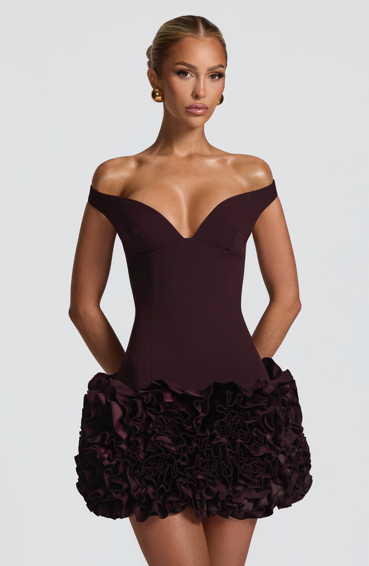 Adette Mini Dress in Plum