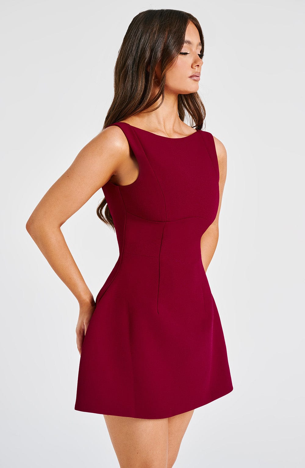 Alanis Mini Dress in Wine