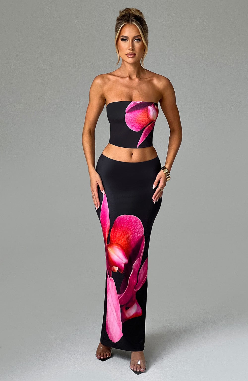 Alaris Maxi Skirt in Black Floral Print
