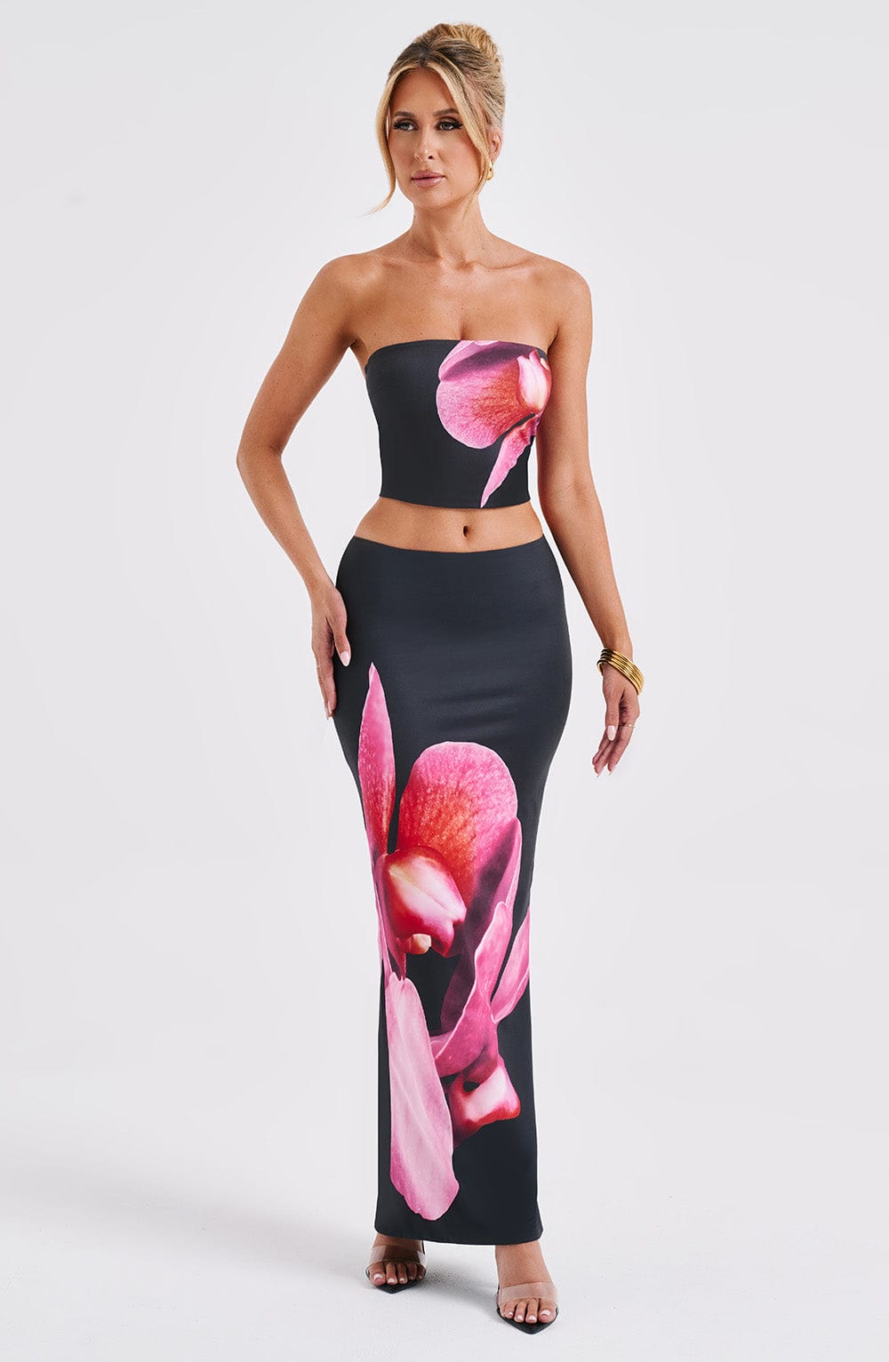 Alaris Maxi Skirt in Black Floral Print
