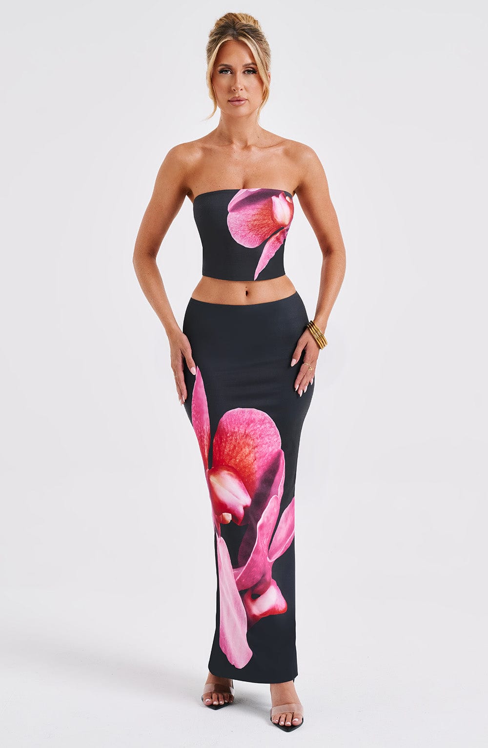 Alaris Maxi Skirt in Black Floral Print