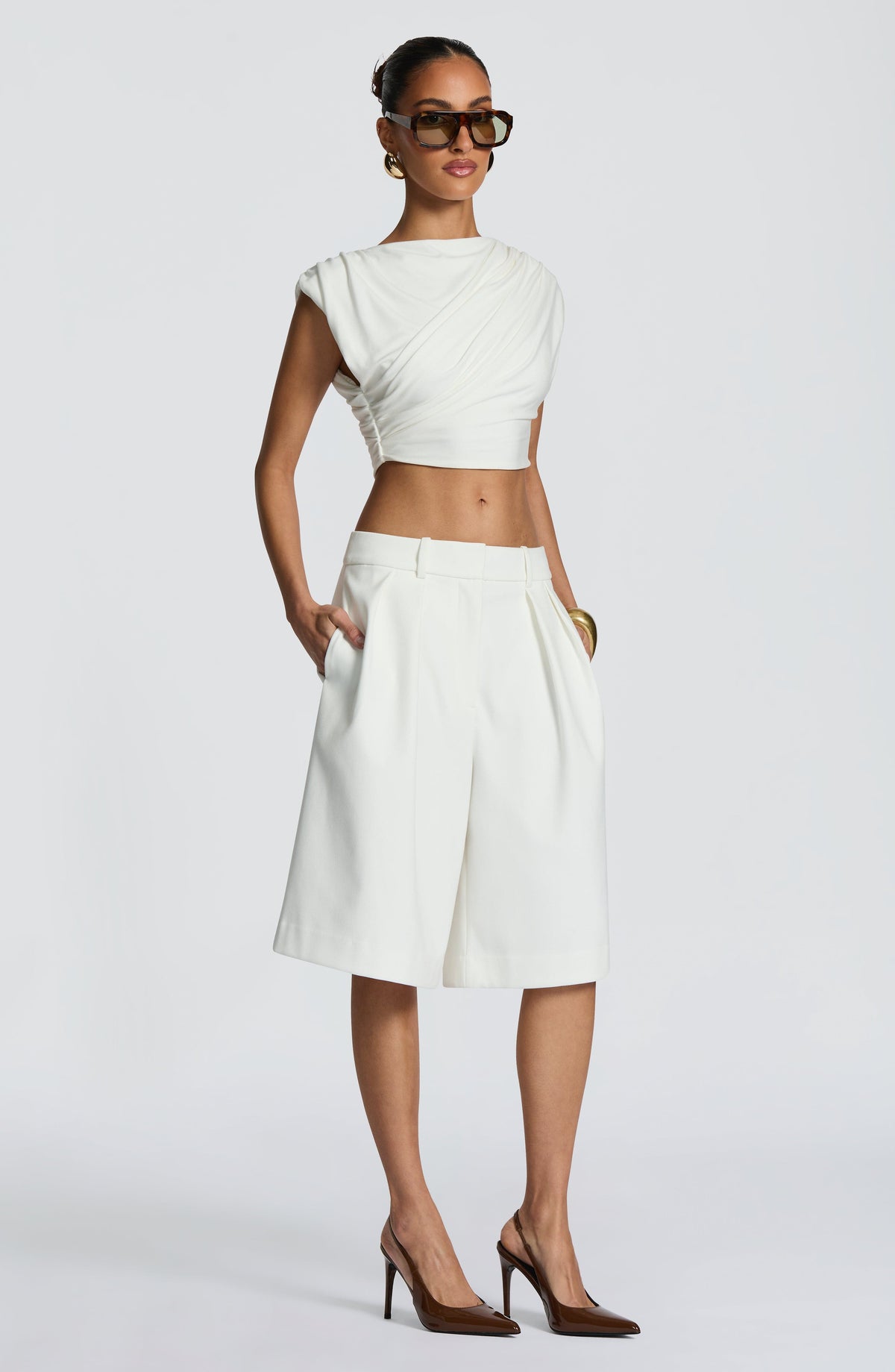 Amarah Bermuda Shorts in Ivory