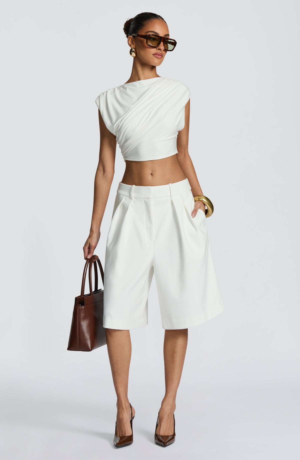 Amarah Bermuda Shorts in Ivory