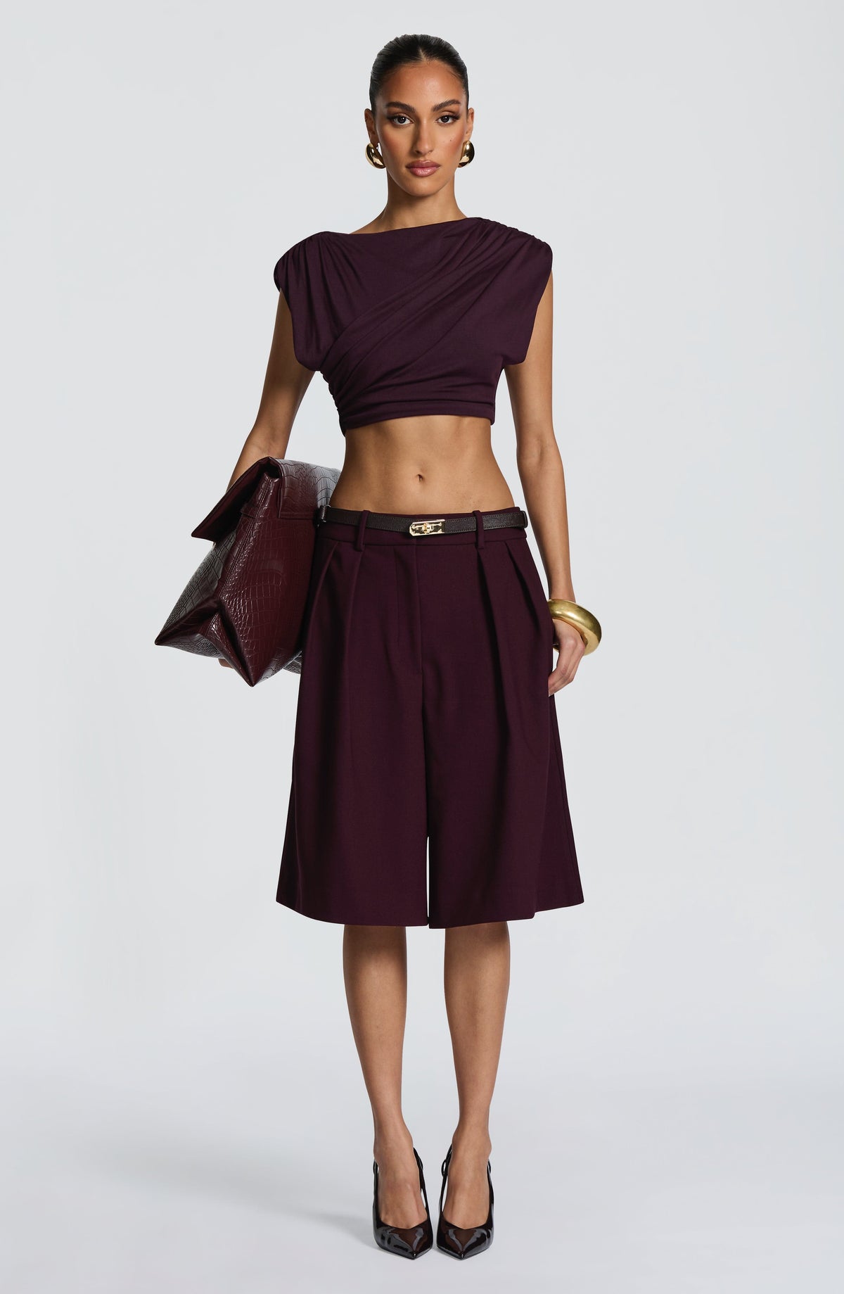 Amarah Bermuda Shorts in Plum