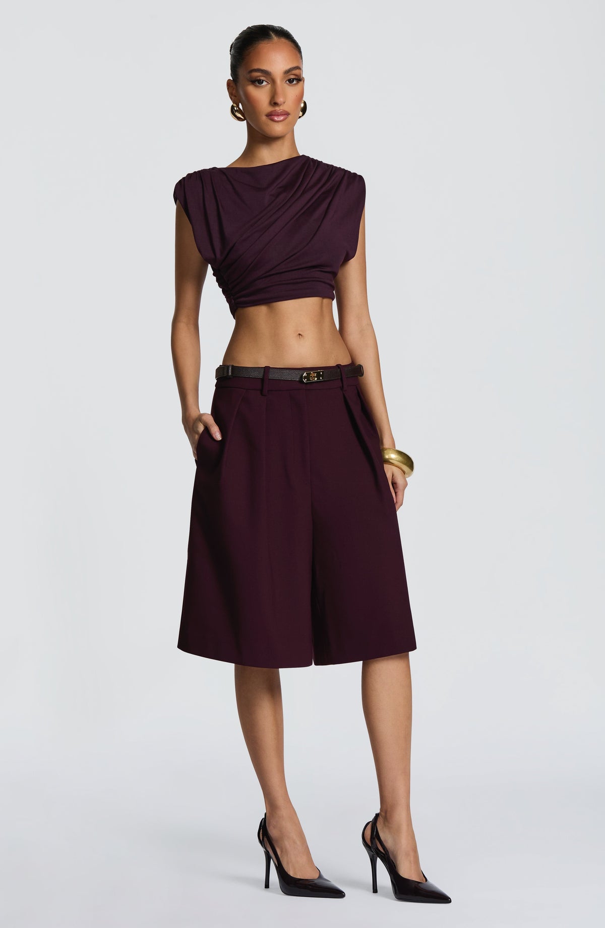 Amarah Bermuda Shorts in Plum