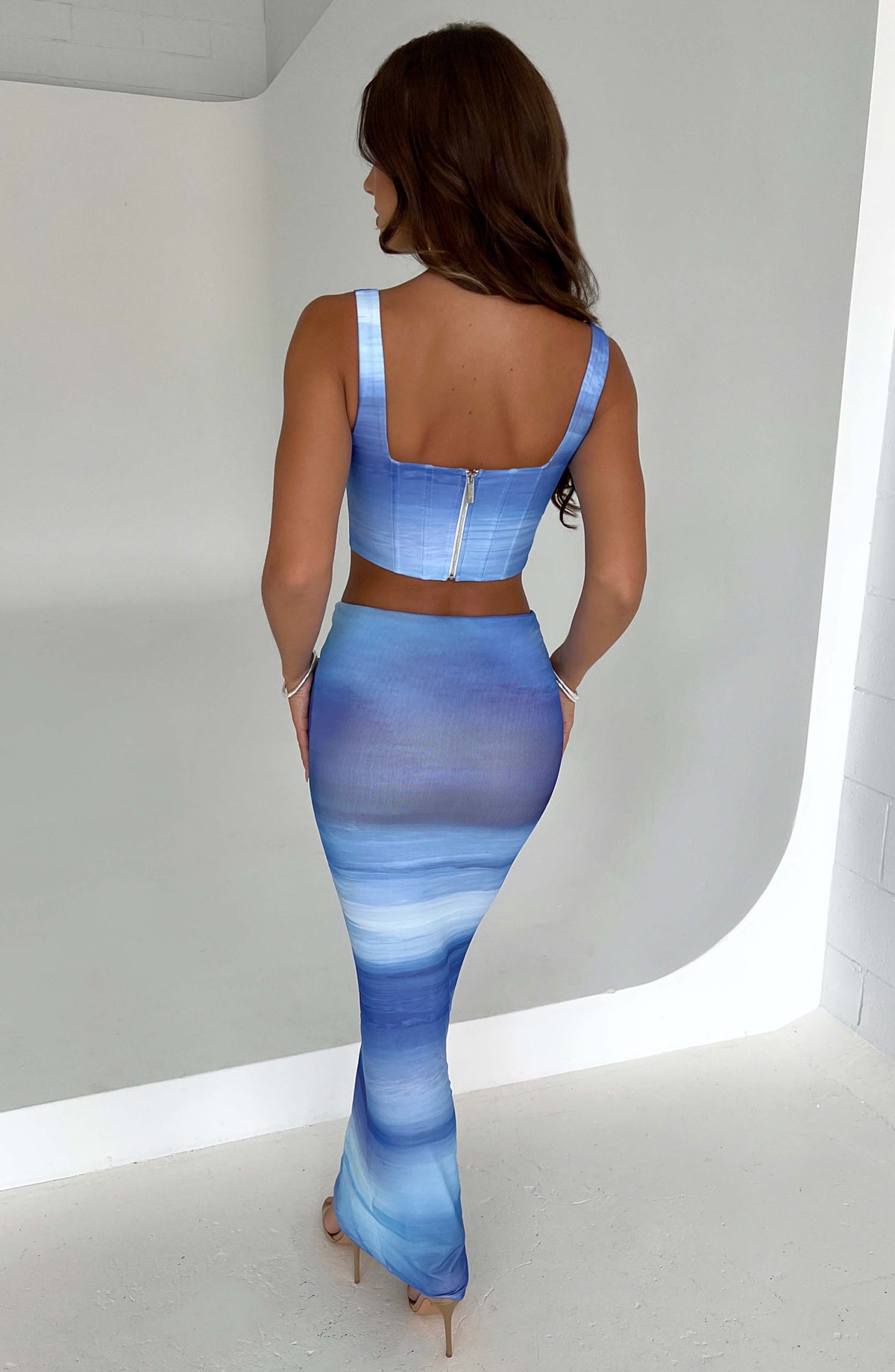 Ambra Corset in Blue Haze Print