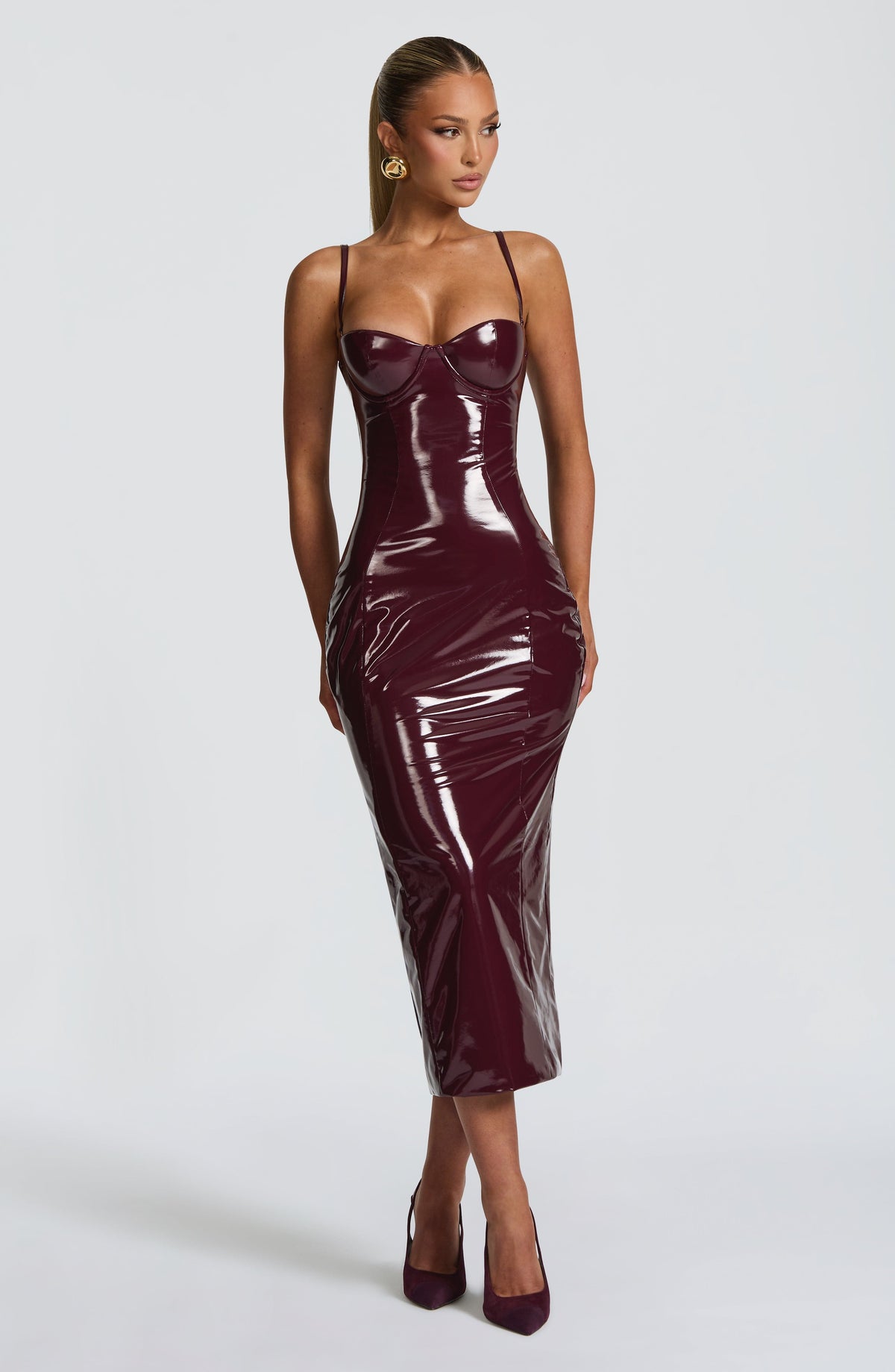 Amelie Midi Dress in Cherry Lacquer