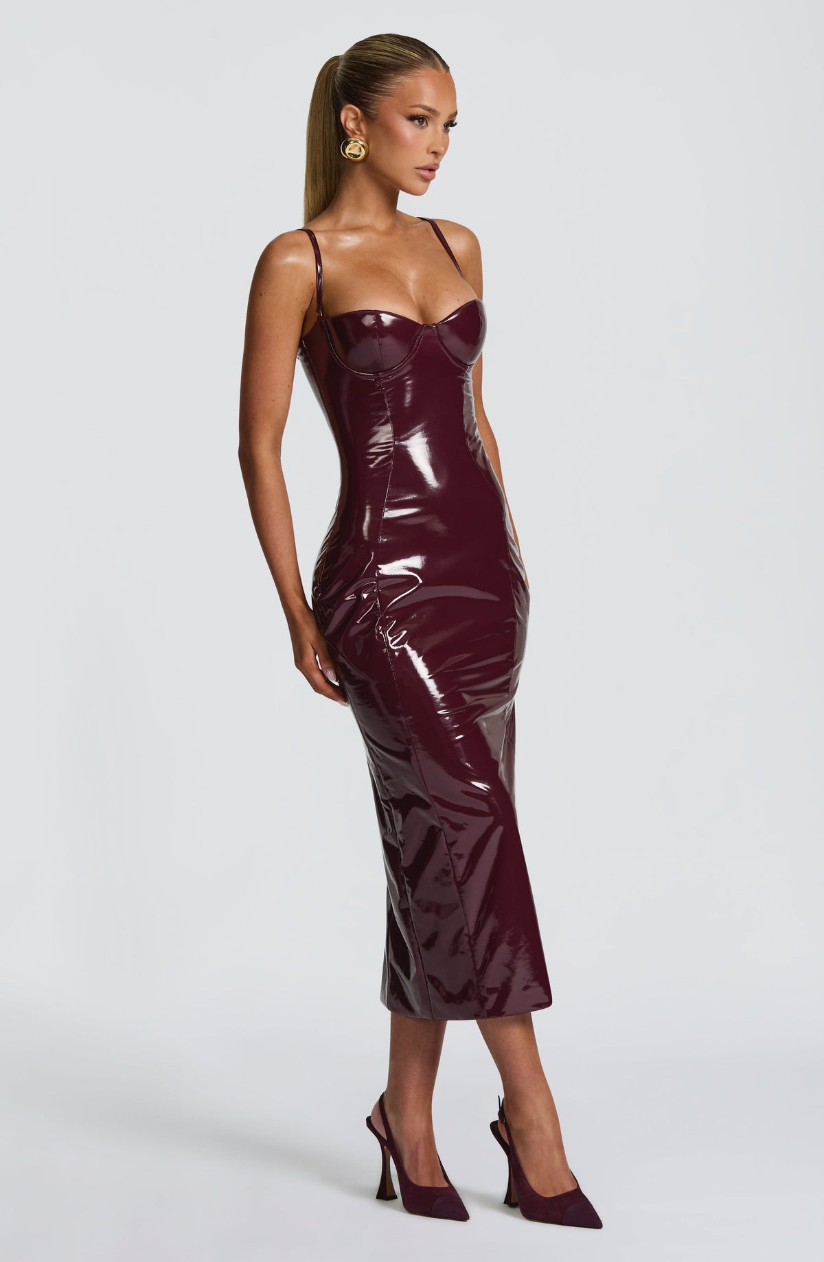 Amelie Midi Dress in Cherry Lacquer