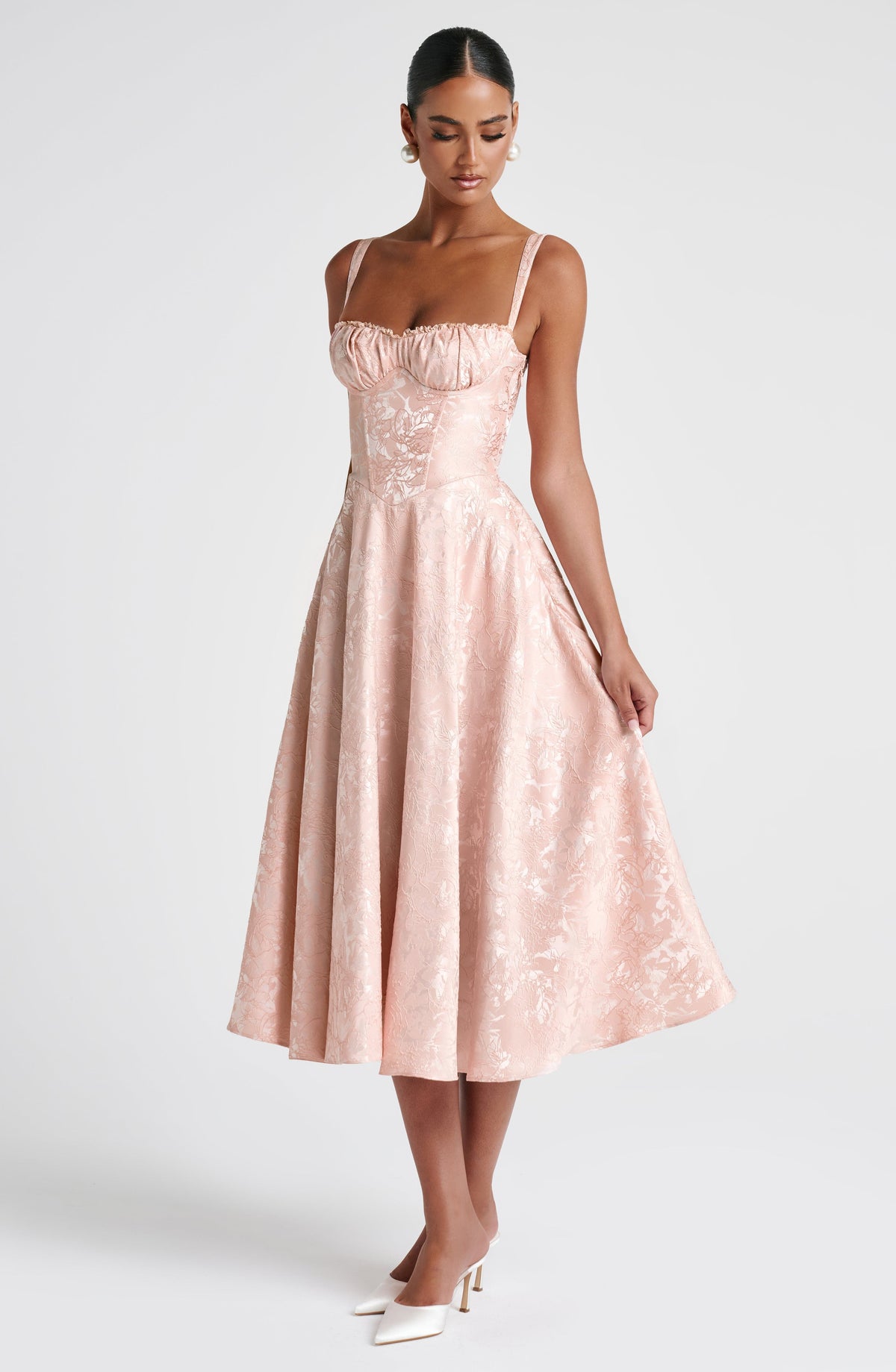 Amorae Midi Dress in Soft Peach