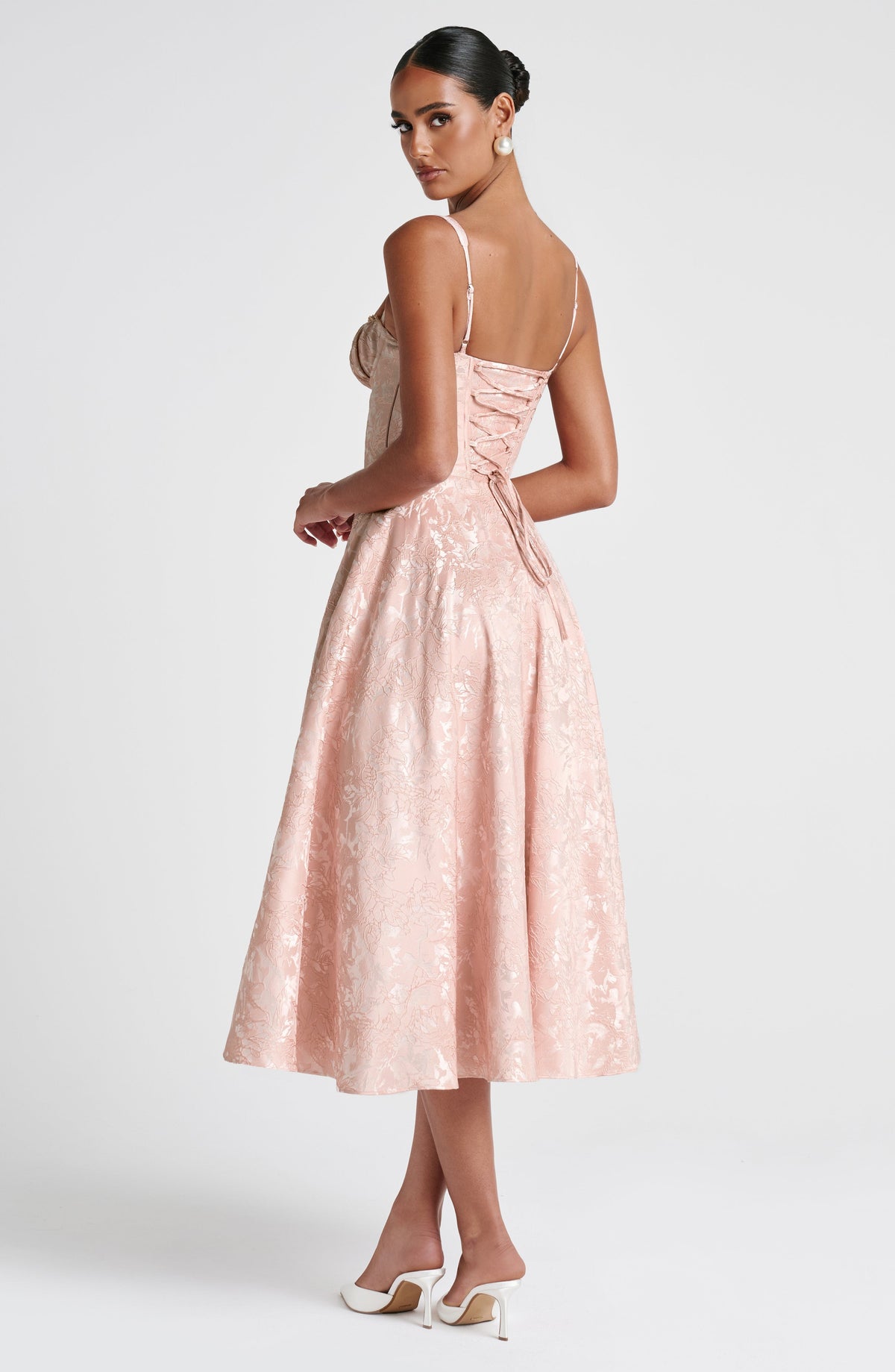 Amorae Midi Dress in Soft Peach