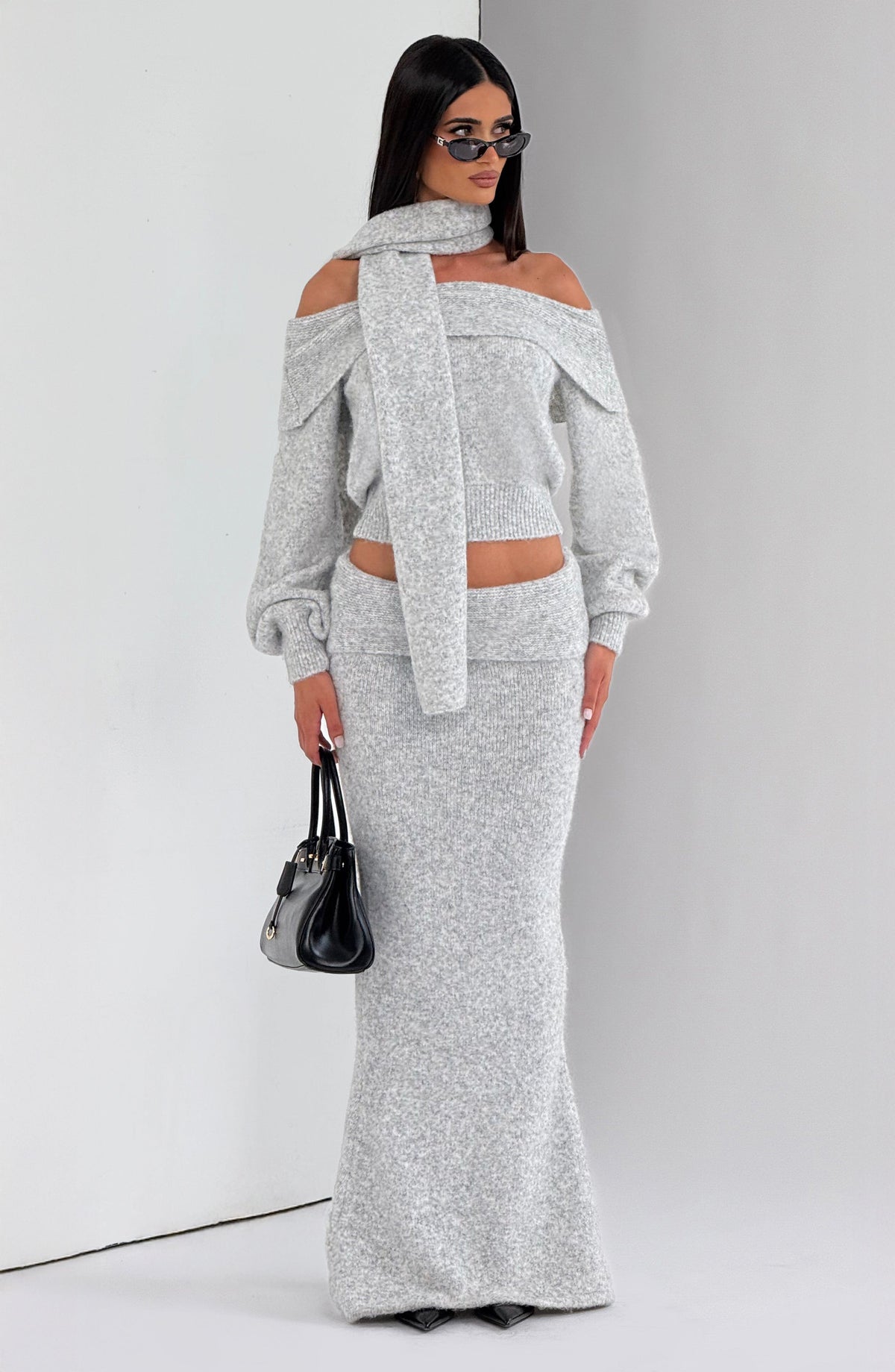 Andra Top in Light Grey Marl