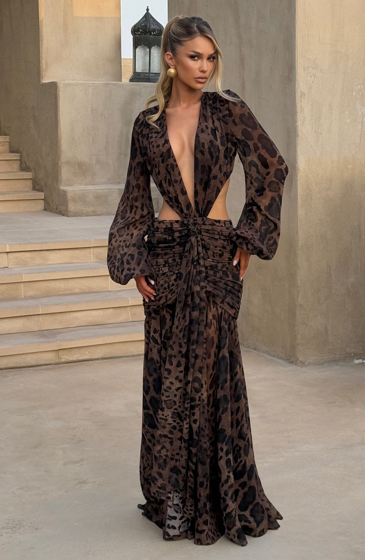 Andreia Maxi Dress in Leopard Print