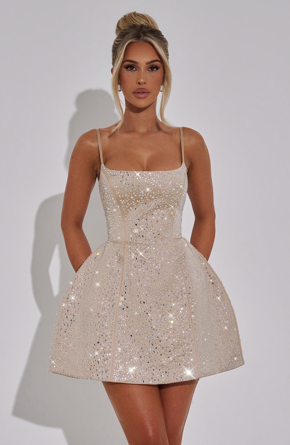 Angeline Mini Dress in Champagne
