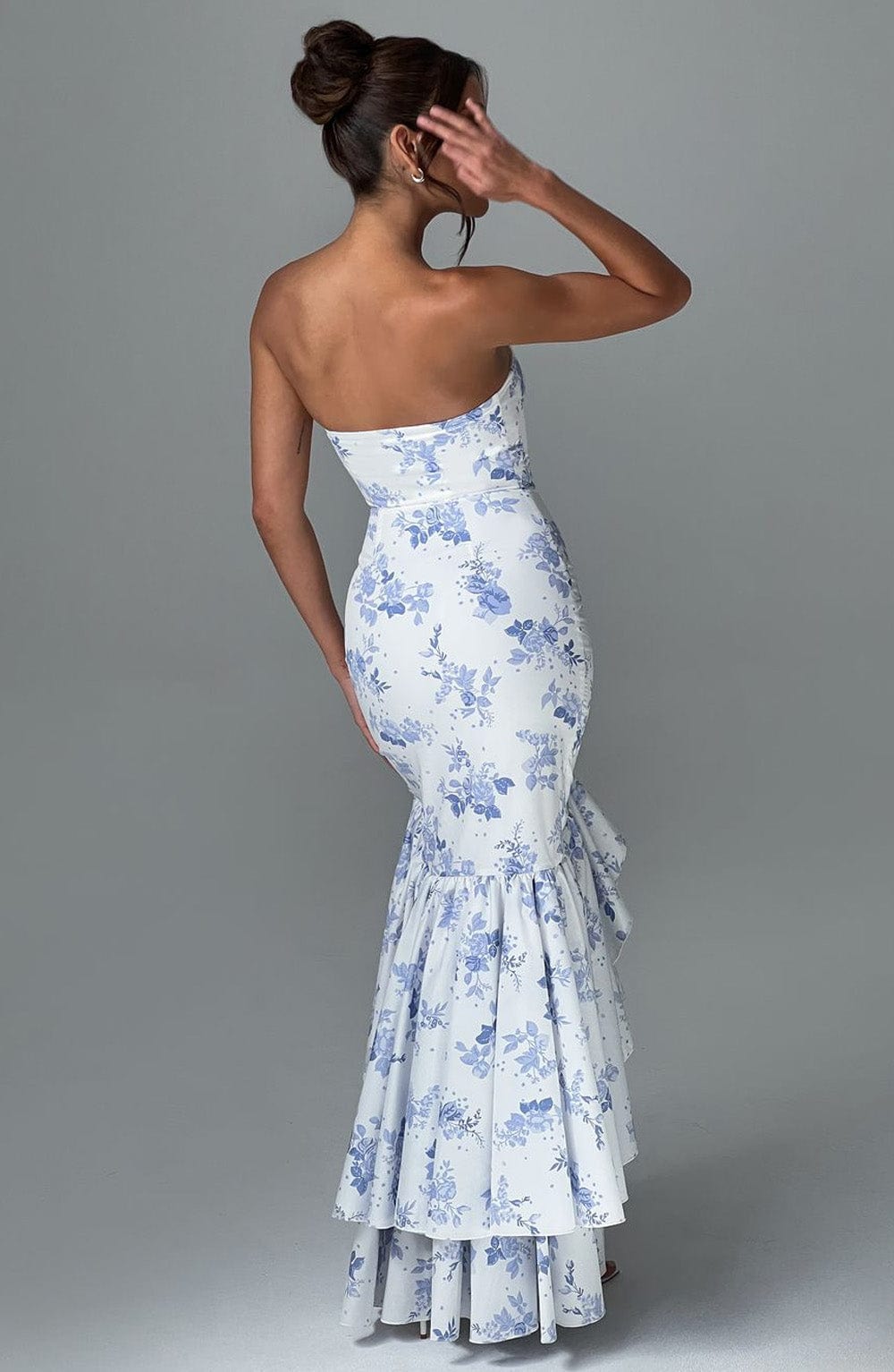 Angelique Maxi Dress in Blue Floral Print