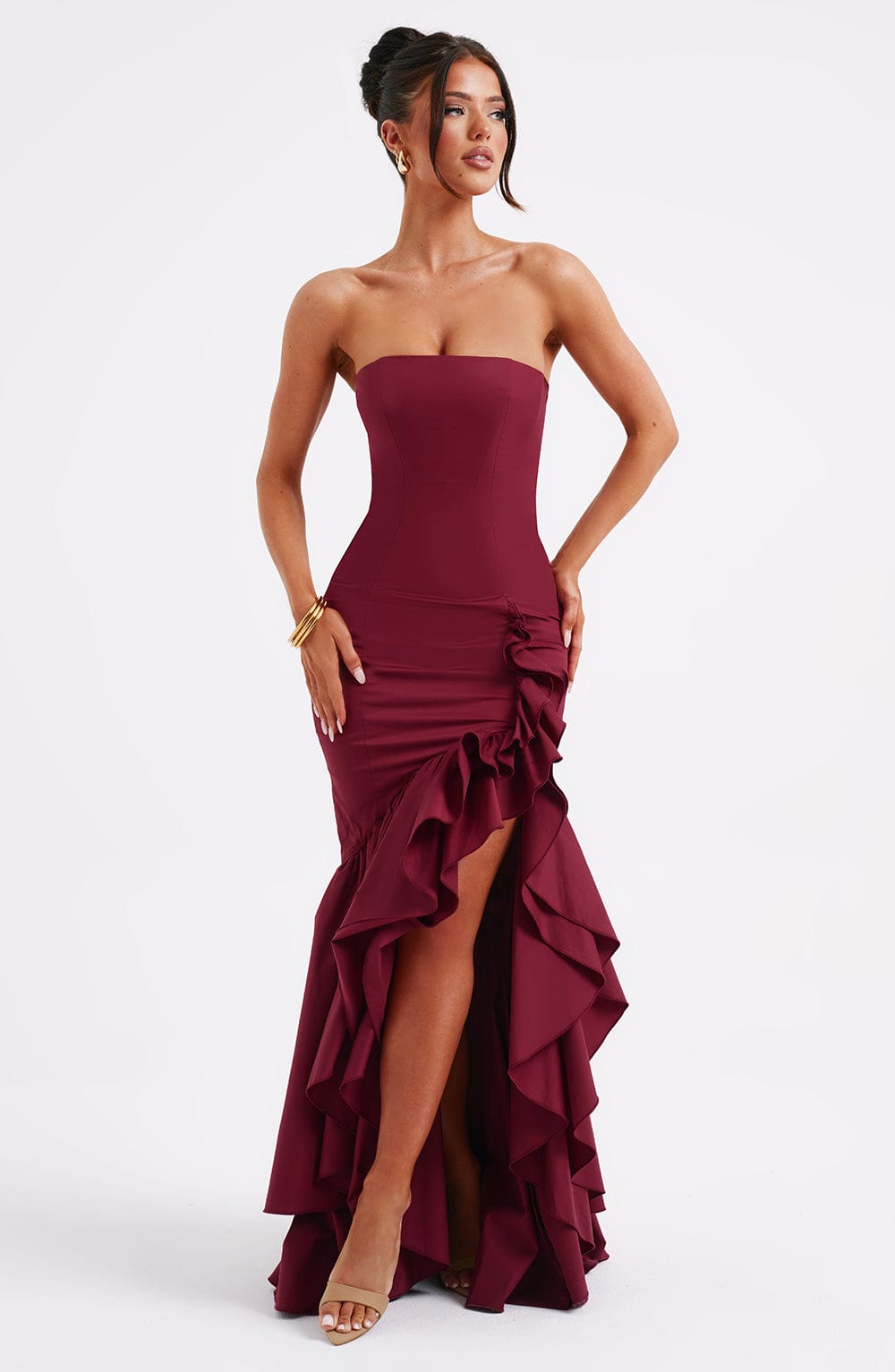 Angelique Maxi Dress in Burgundy