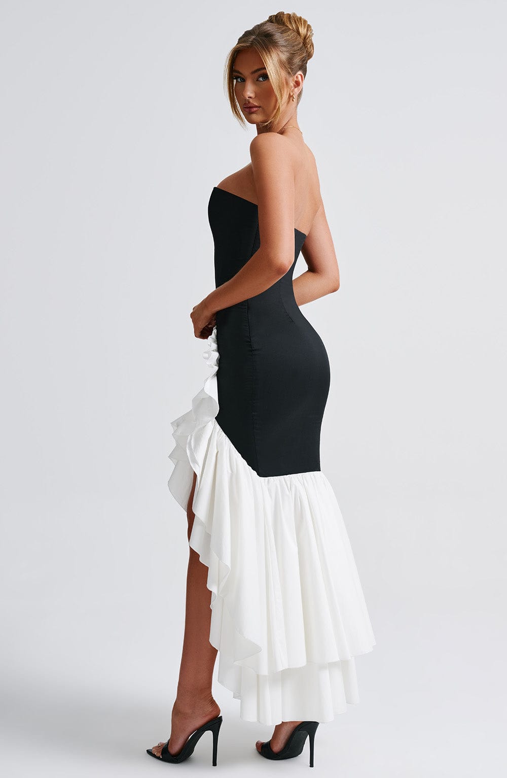 Angelique Maxi Dress in Black/White