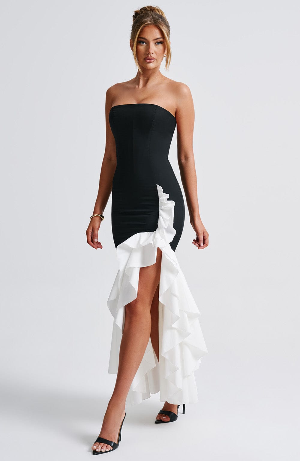 Angelique Maxi Dress in Black/White