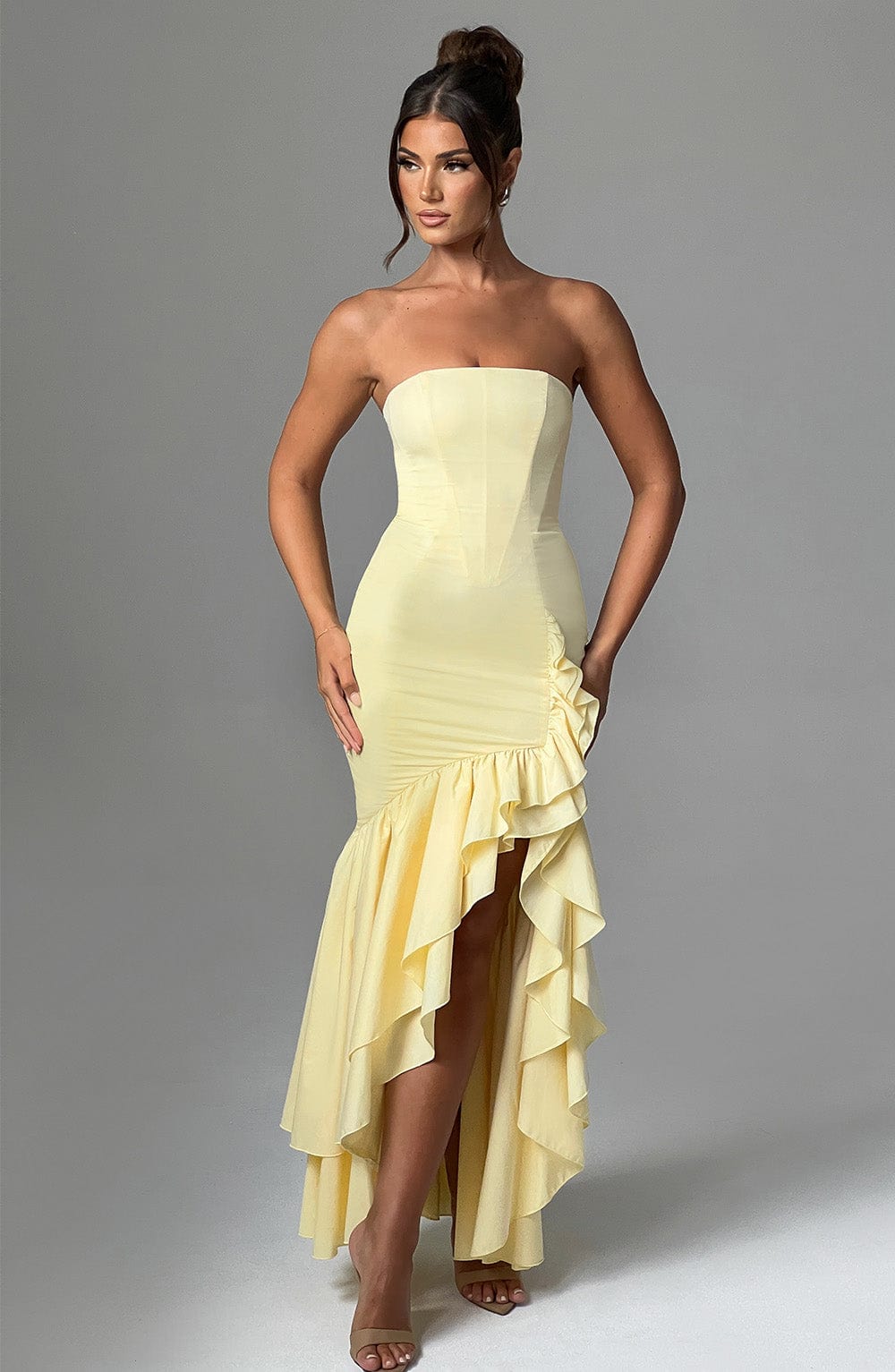 Angelique Maxi Dress in Lemon