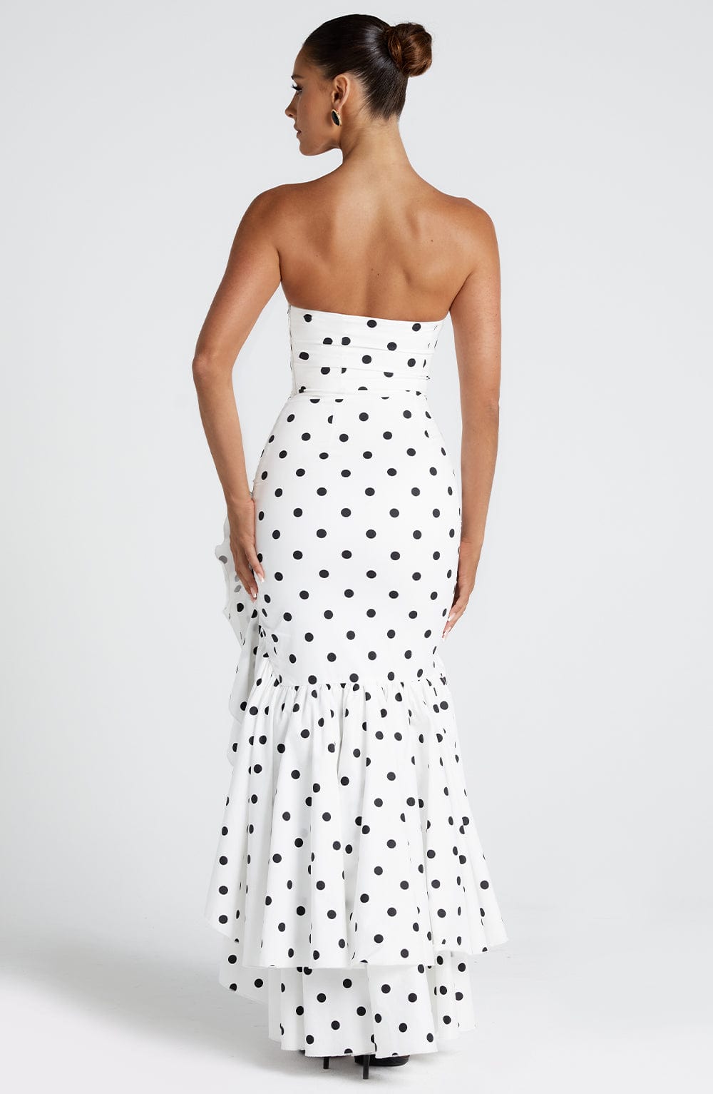 Angelique Maxi Dress in Black Polka Dot Print
