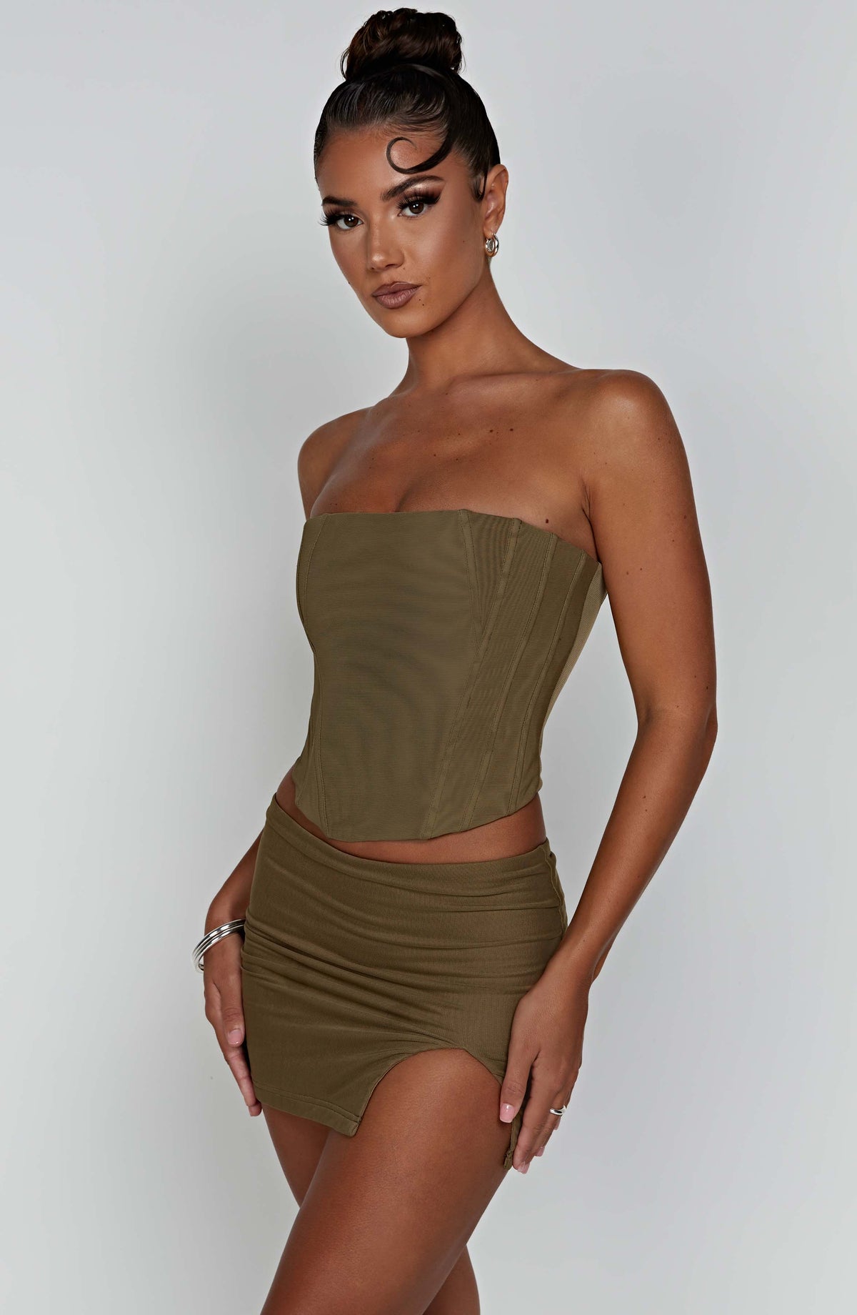 Aria Mini Skirt in Khaki