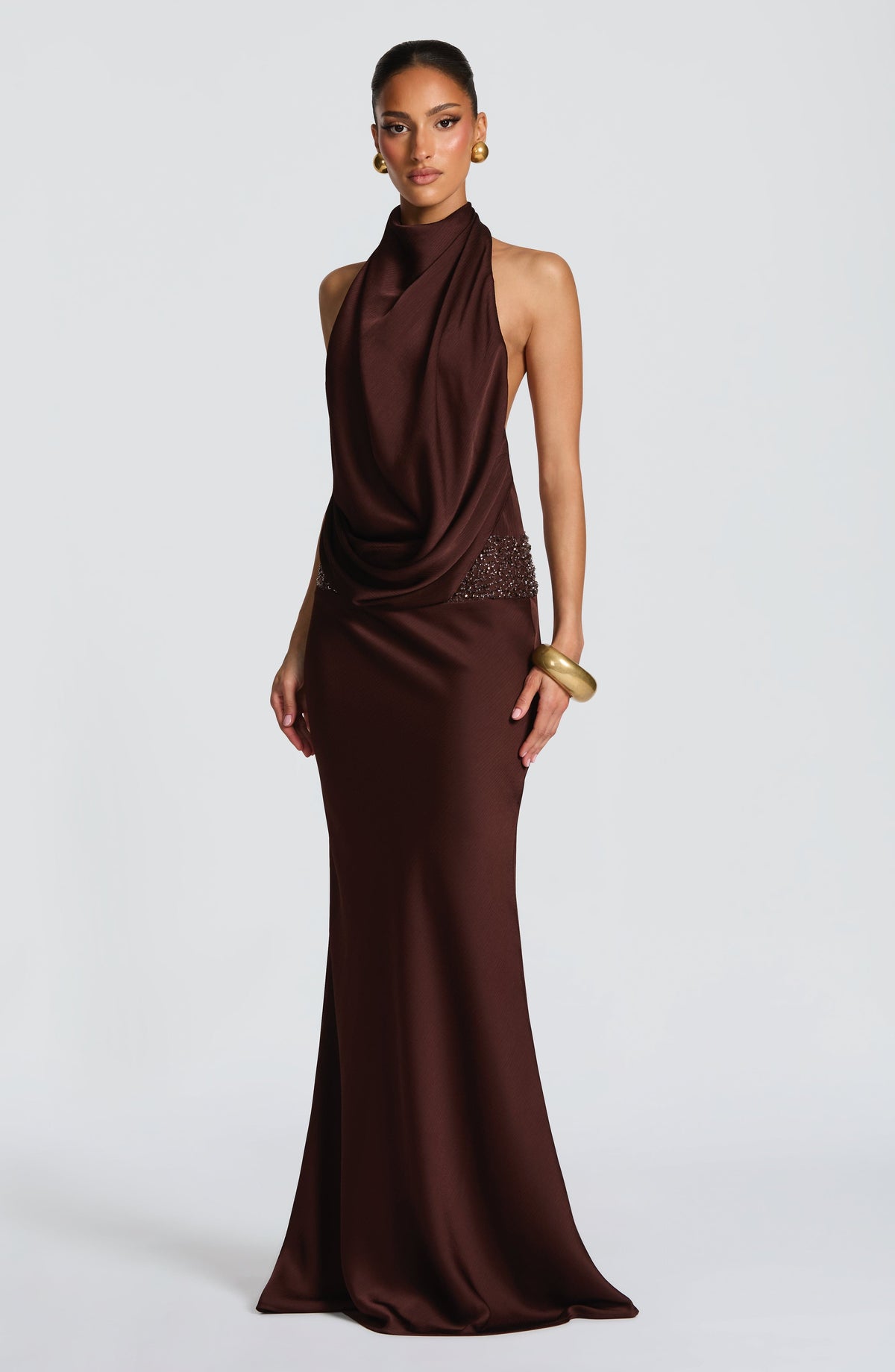 Armelle Maxi Dress in Plum Brown