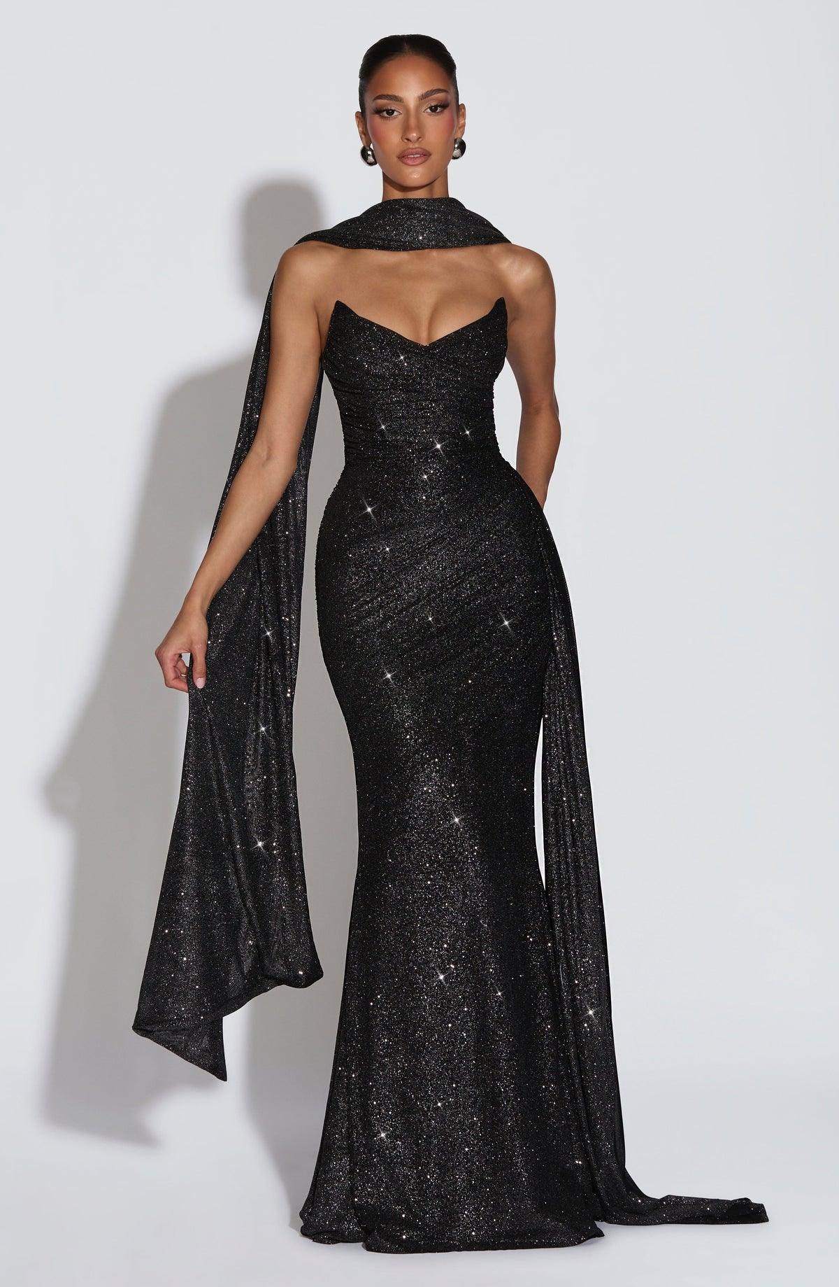 Ashira Maxi Dress in Black Sparkle