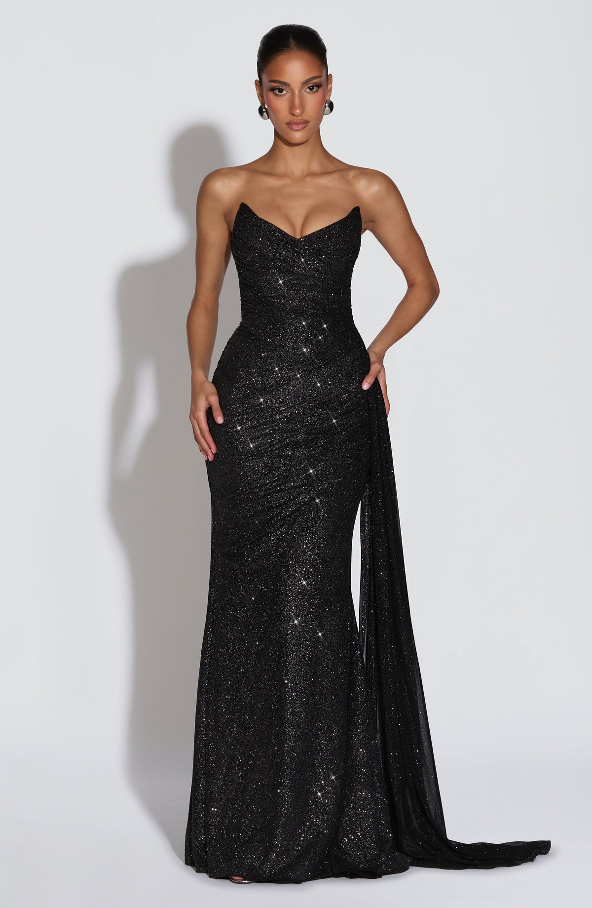 Ashira Maxi Dress in Black Sparkle