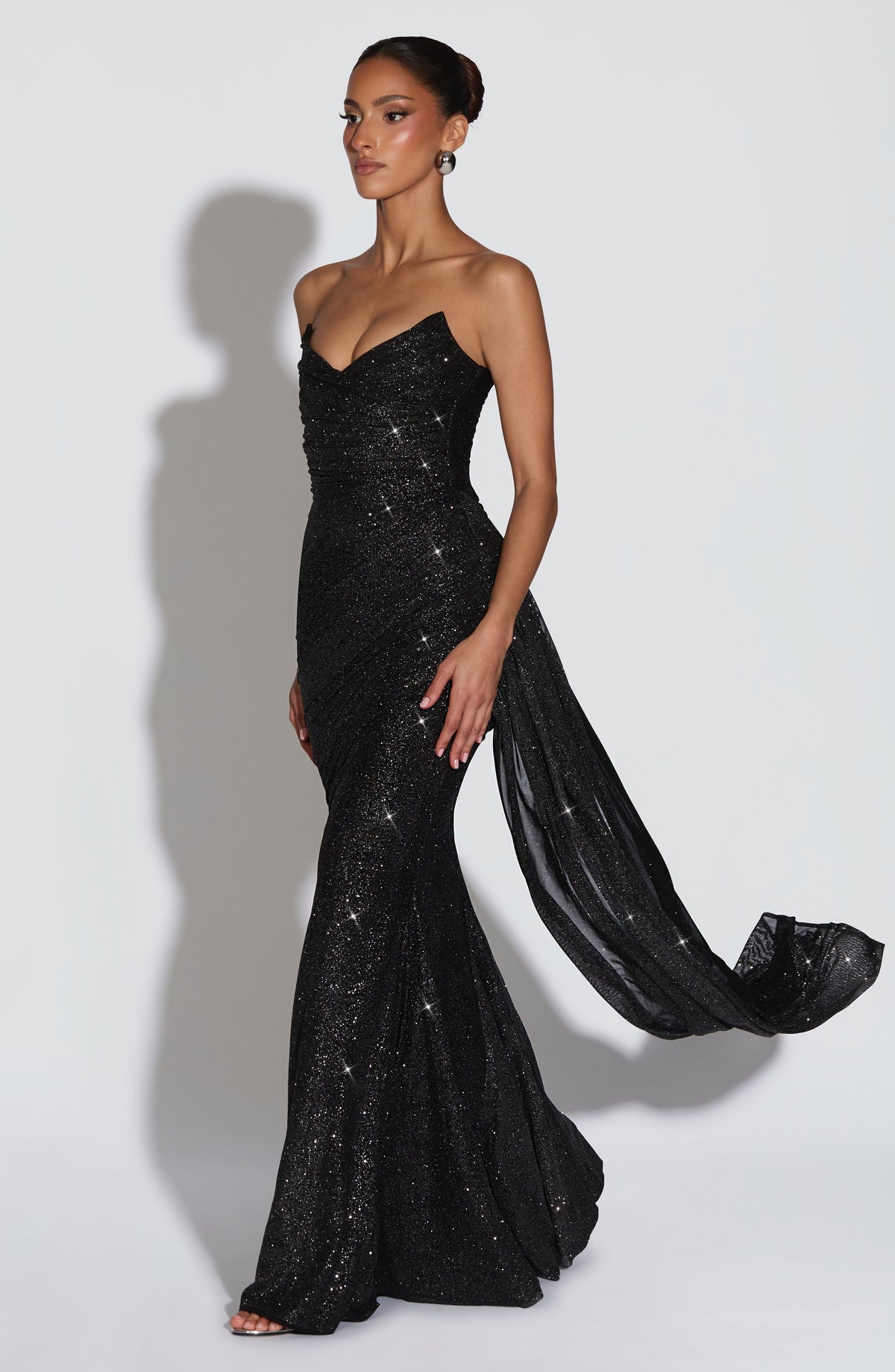 Ashira Maxi Dress in Black Sparkle