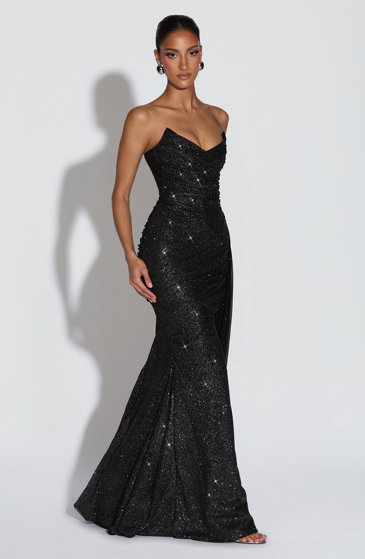 Ashira Maxi Dress in Black Sparkle