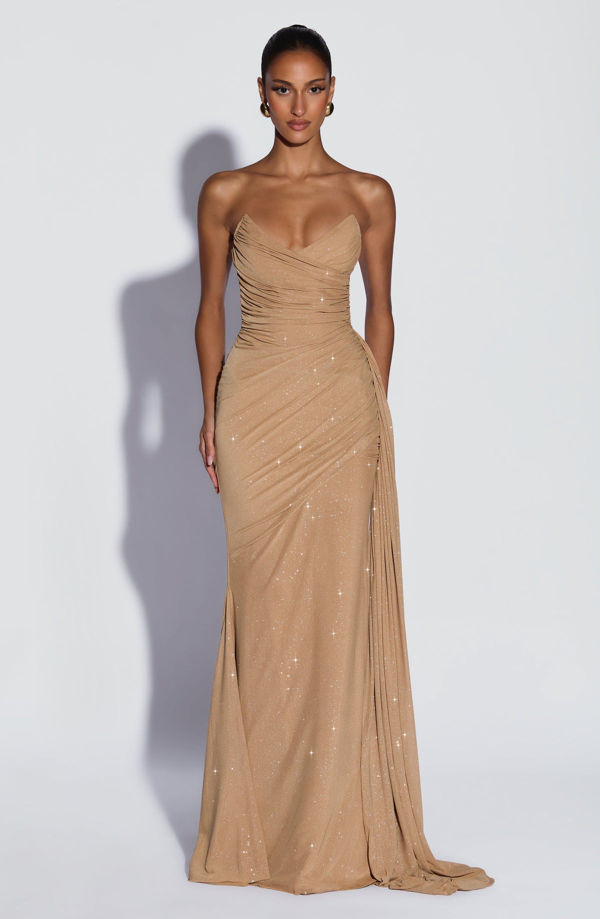 Ashira Maxi Dress in Gold Sparkle