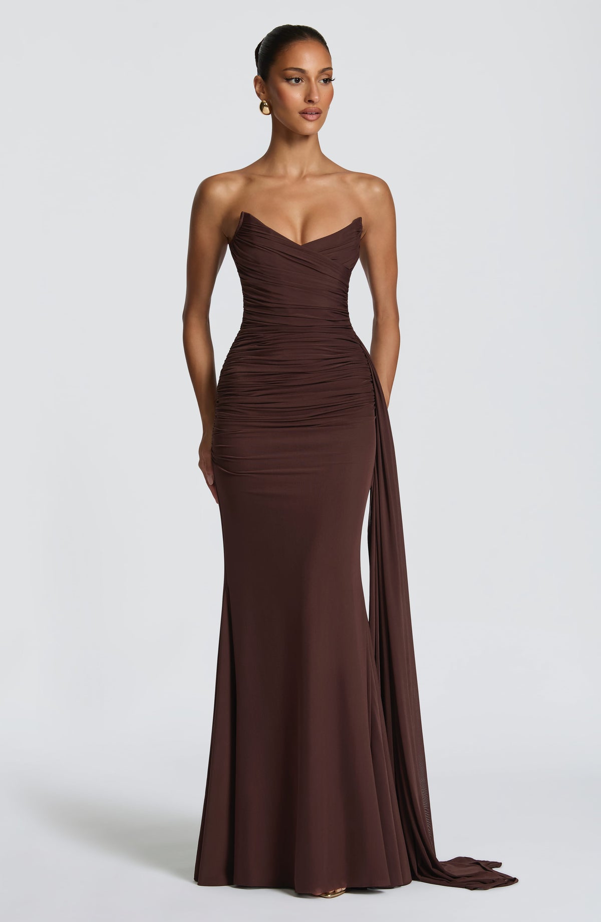 Ashira Maxi Dress in Plum Brown
